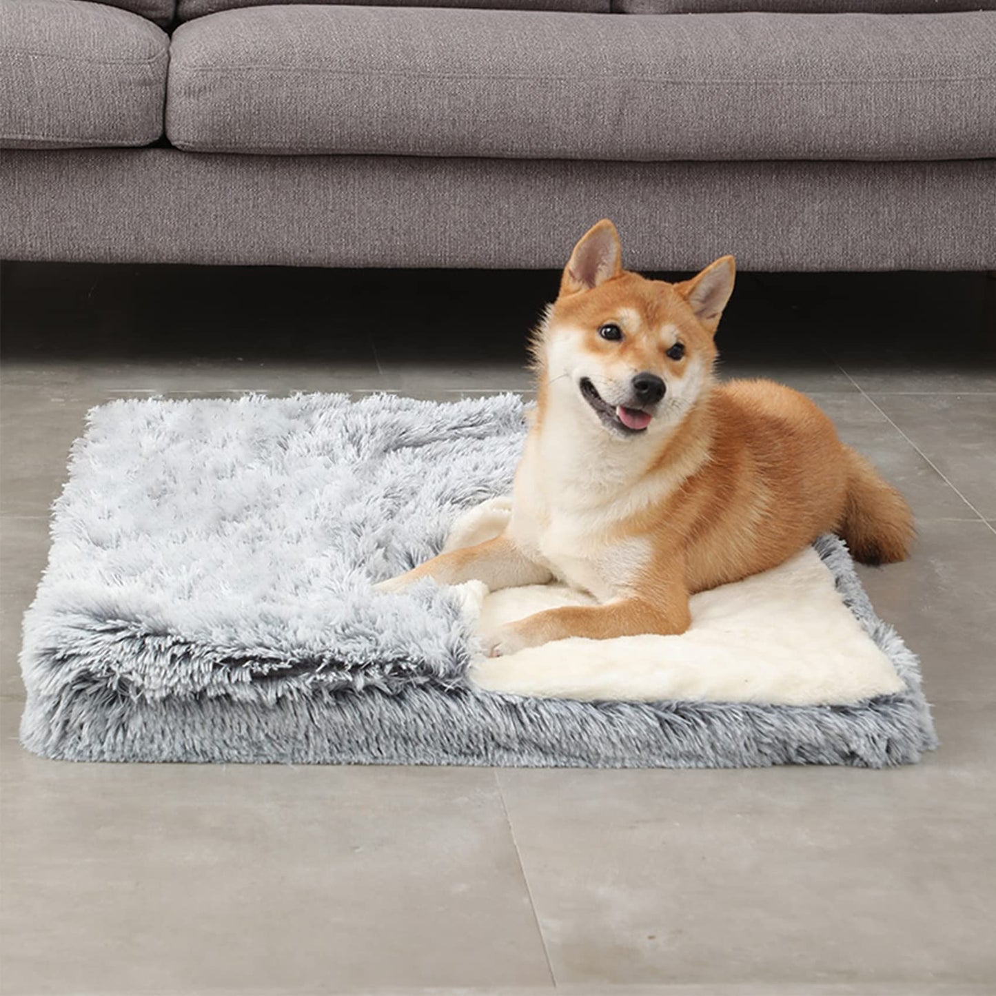 Dog Bed with Cover Cave, Orthopedic Dog Bed with Blanket, 33.5 * 27.6'' Rectangle Pet Crate Cozy Cuddler Mat, Anti-Anxiety Memory Foam Calming Pad for Puppy Cat with Removable Washable Cover