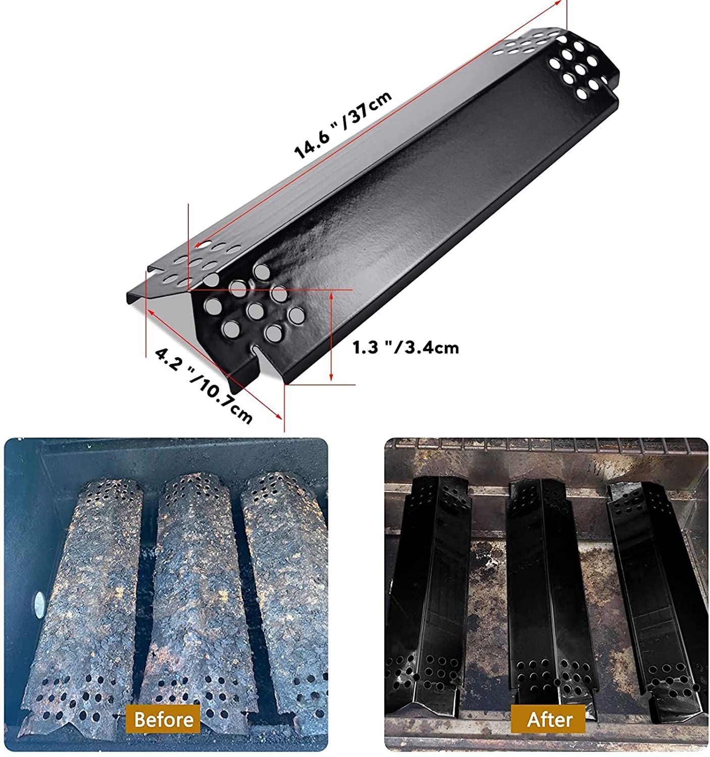 Hiorucet Barbecue Replacement Parts for Nexgrill 5 Burner 720-0888, 720-0888N, Nexgrill 4 Burner 720-0830H, 5 Pack BBQ Heat Shields, Burner Tubes and Ignitors Replacement Parts