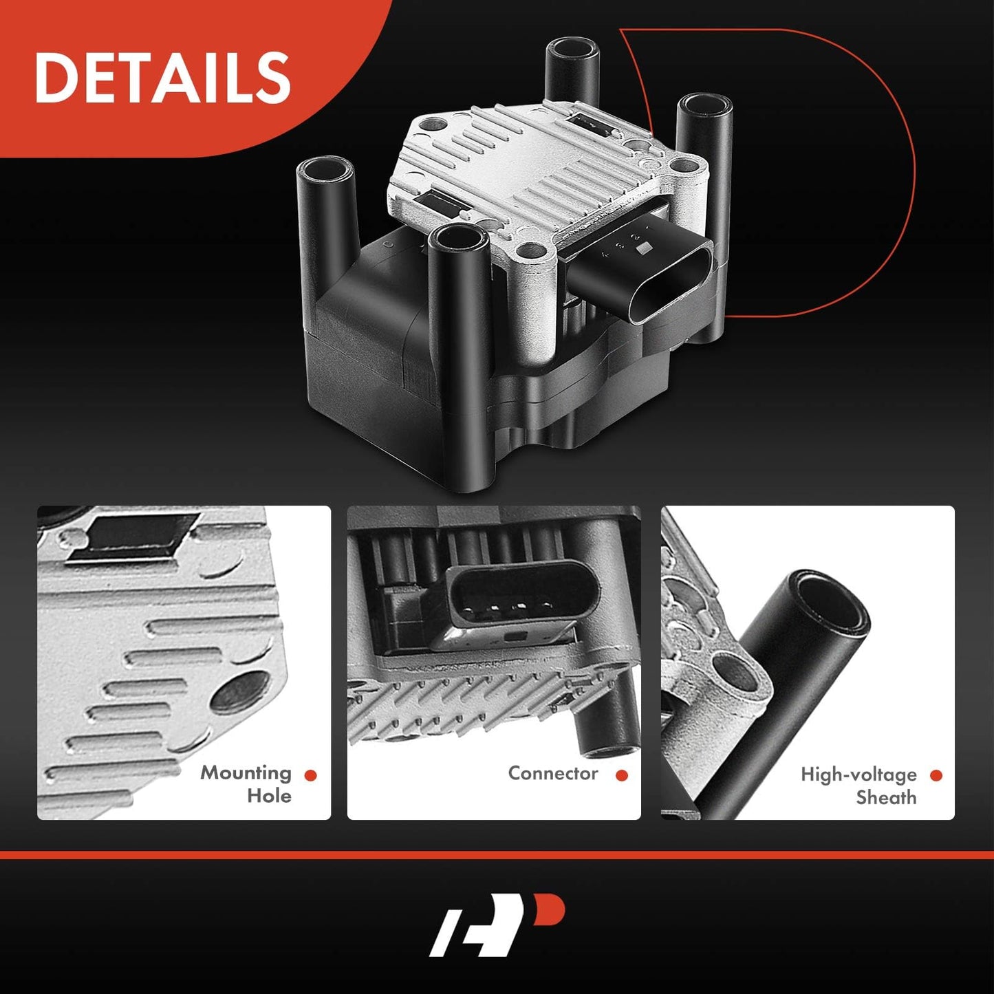 A-Premium Ignition Coil Compatible with Audi Seat & Volkswagen Vehicles - 1.2L 1.4L 1.6L 1.8L 2.0L - A3 1998-2003, Ibiza 2003-20017, Beetle 1998-2006, Golf 1999-2001, Jetta 1999-2015, Polo 2003-2018