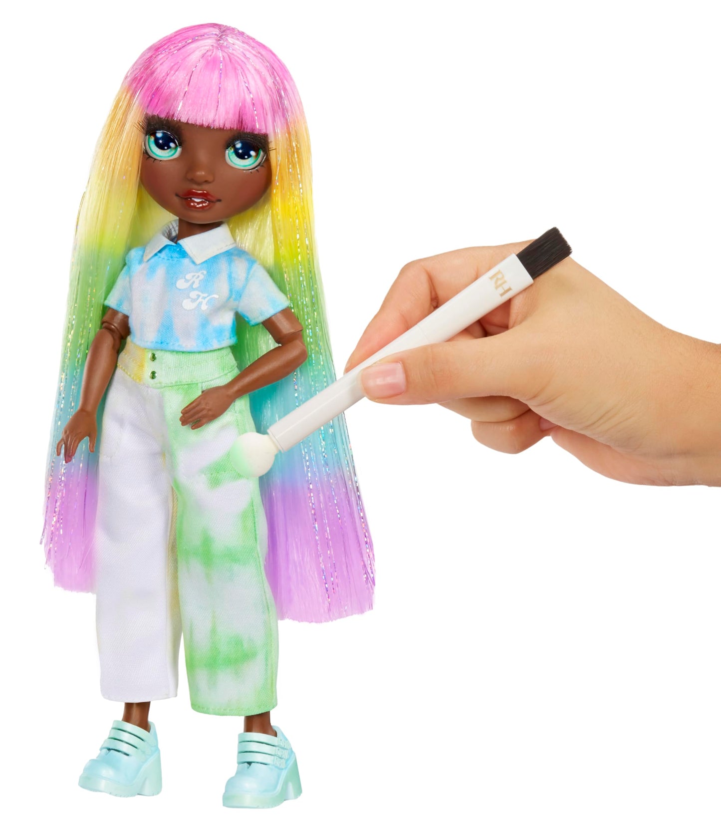 Rainbow High Watercolor & Create Fashion DIY Doll with Washable Watercolors + Tie-Dye Kit, Green Eyes, Long Straight Hair, Bonus Top & Shoes. Color, Create, Play, Rinse and Repeat. Creative 4-12+