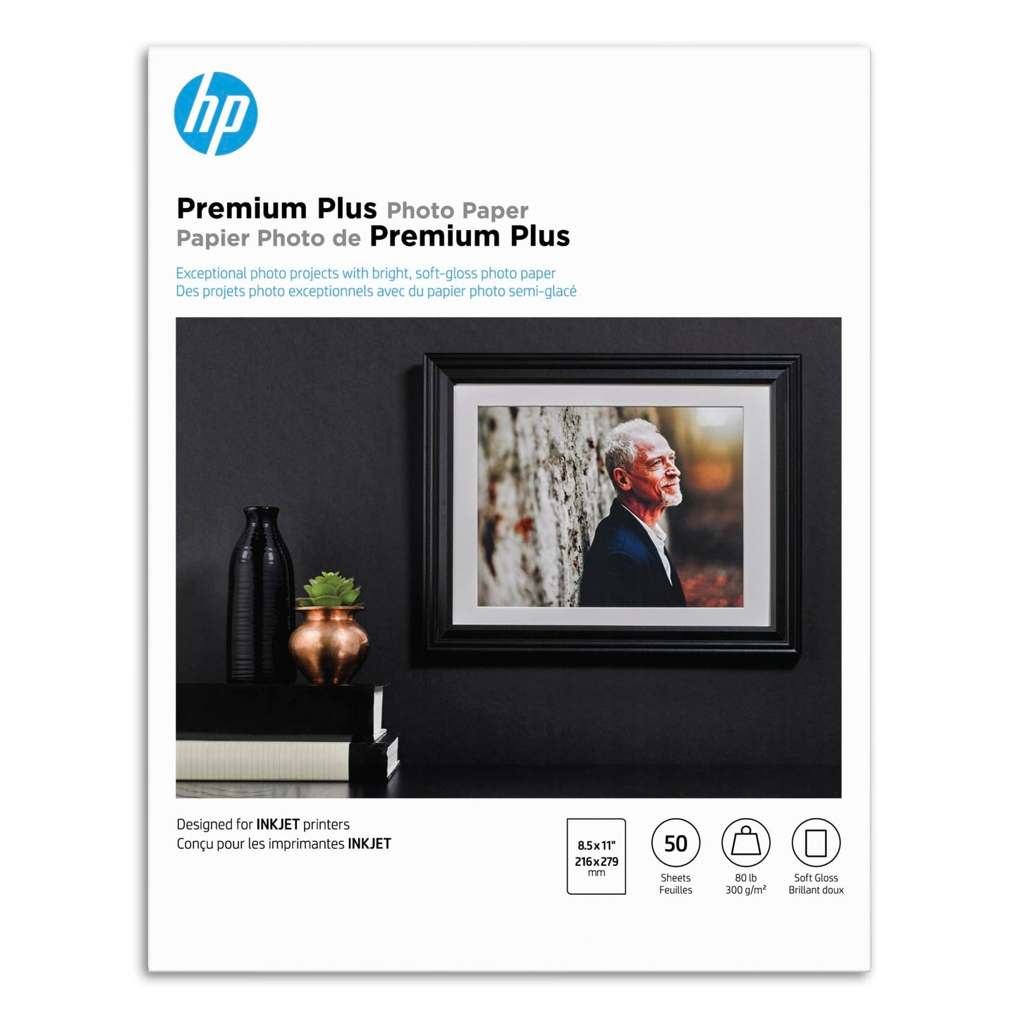 HP Premium Plus Photo Paper, Soft Gloss, A, 50 Sheets (CR667A), 8 1/2 x 11