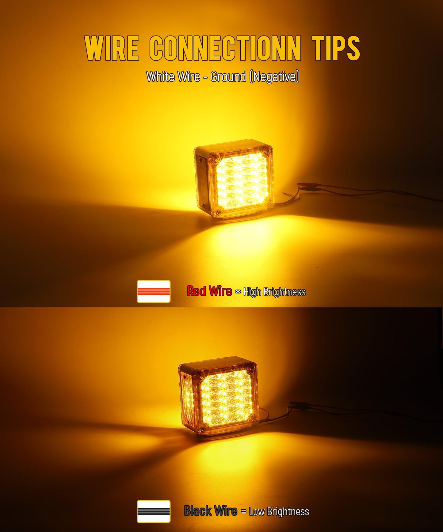 Partsam LED Pedestal Lights Amber/Amber Double Face 39 LED Turn Signal Lights Stud Mount Fender Lights Side Marker Lights for Heavy Truck Trailer Freightliner Peterbilt Mack Western Star
