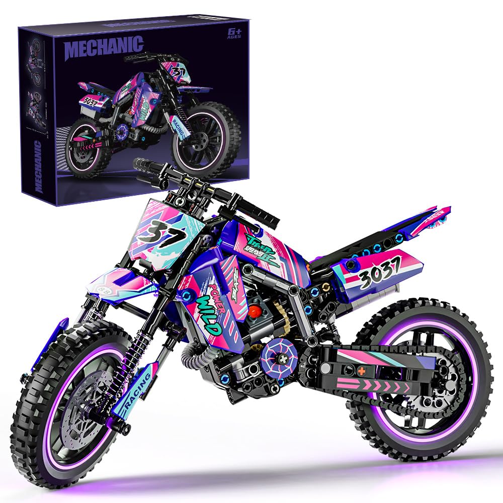 Mesiondy Pink Motorcycle Toy Building Blocks Set,Stem Bricks Sets,Toys Build A Model Motorcycle, (476 Pieces) for Boys Girls & Adults Kids Boys Ages 6 7 8 9 10 11 12+ (red)