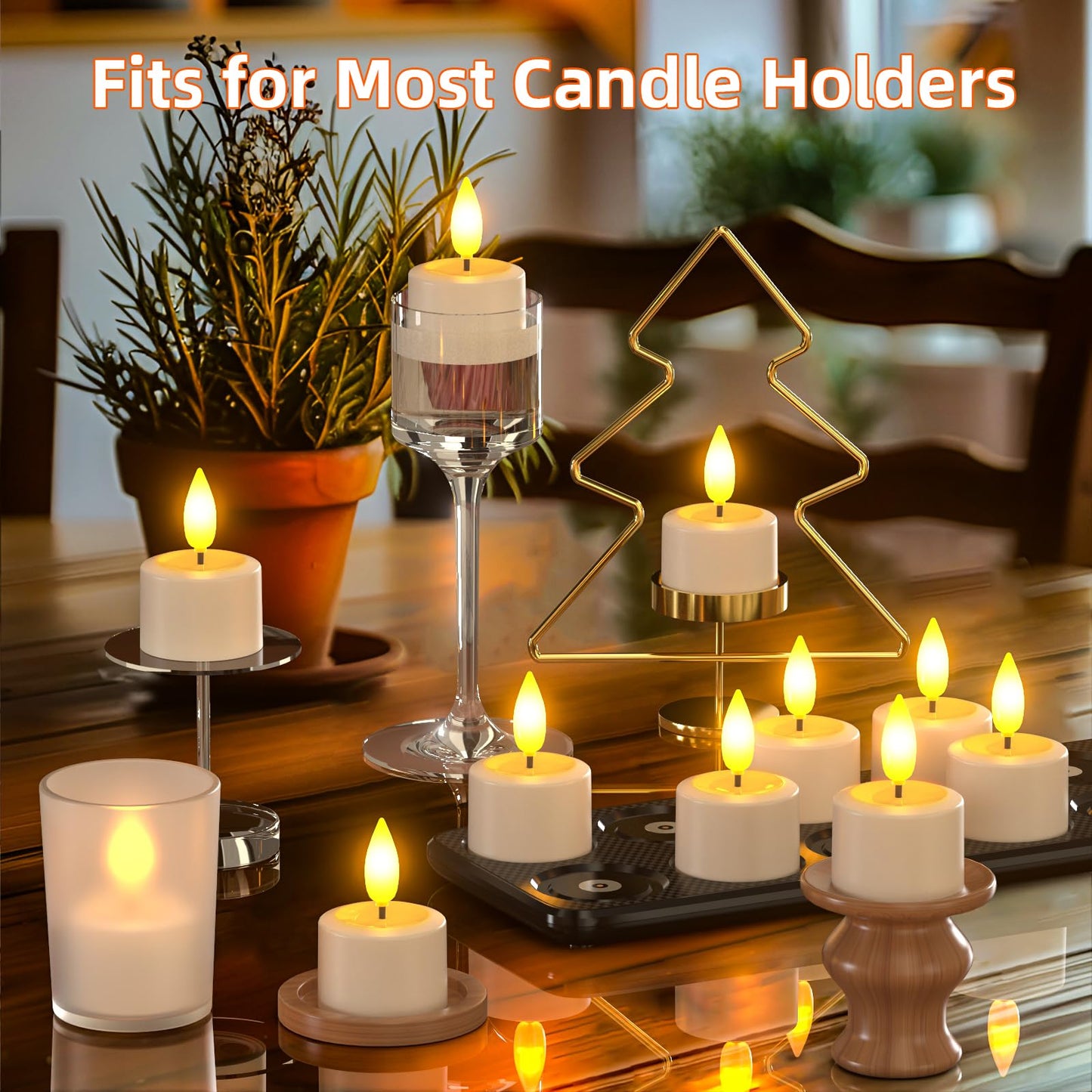 PChero Flameless Candles with Remote Timer & Charging Station, 12 Pack Waterproof Rechargeable LED Tea Lights Fake Floating Candles for Pool Outdoor Lantern Wedding Centerpieces Christmas Decor