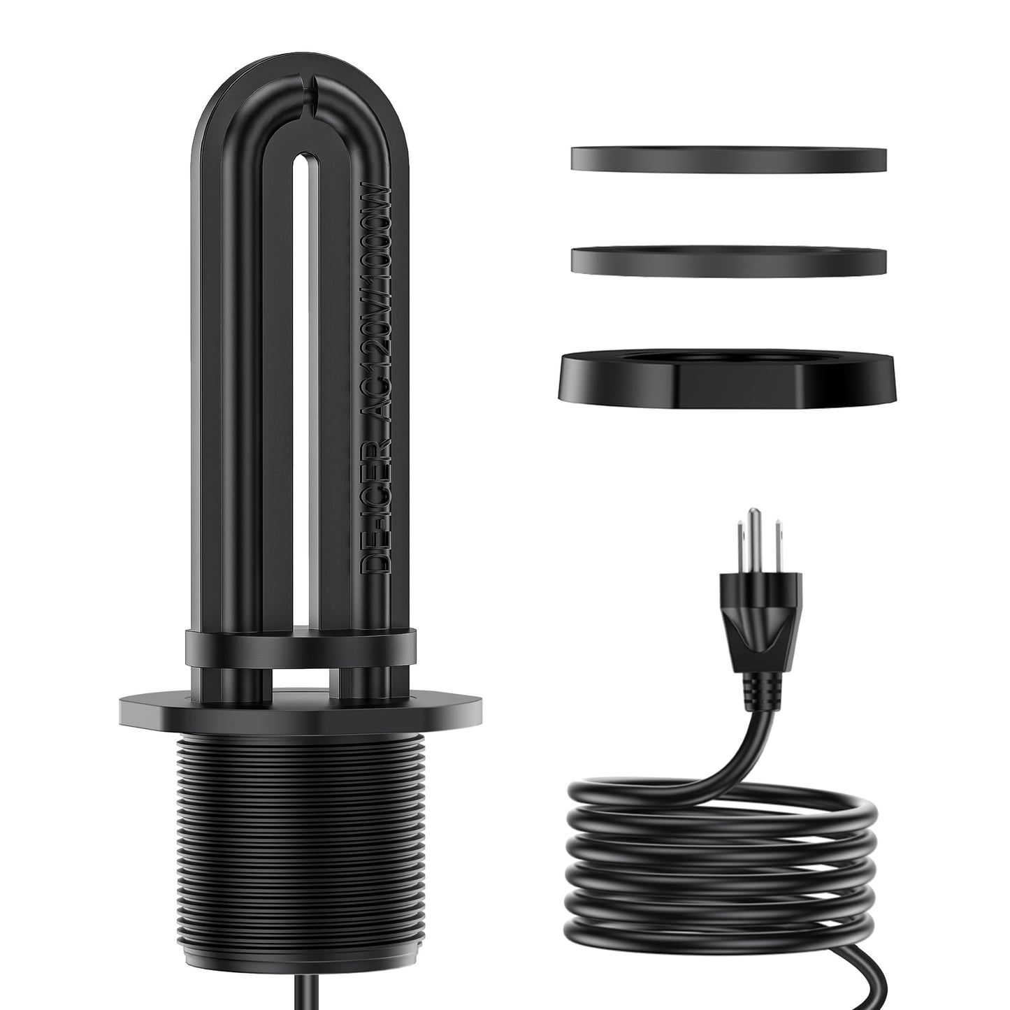 Tiflev Utility De-Icer Submergible Cast Aluminum Water Tank Heater Compatible with All 1-1/2" Threads Rubbermaid Stock Tanks (1000W)