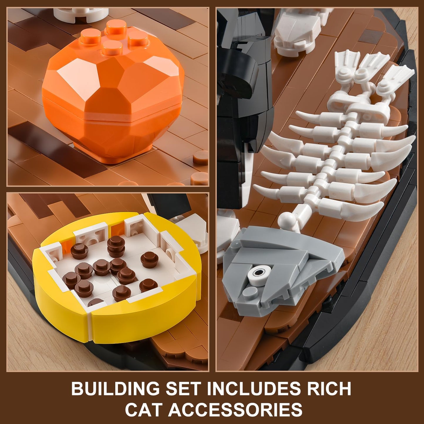 Tuxedo Cat Building Block Set for Adults, Cow Cat Model Building Kit with Display Base, Creative Animals Toy for Home or Office Decor, Gifts for Cats Lovers, Boys and Girls 12+, 1200 PCS