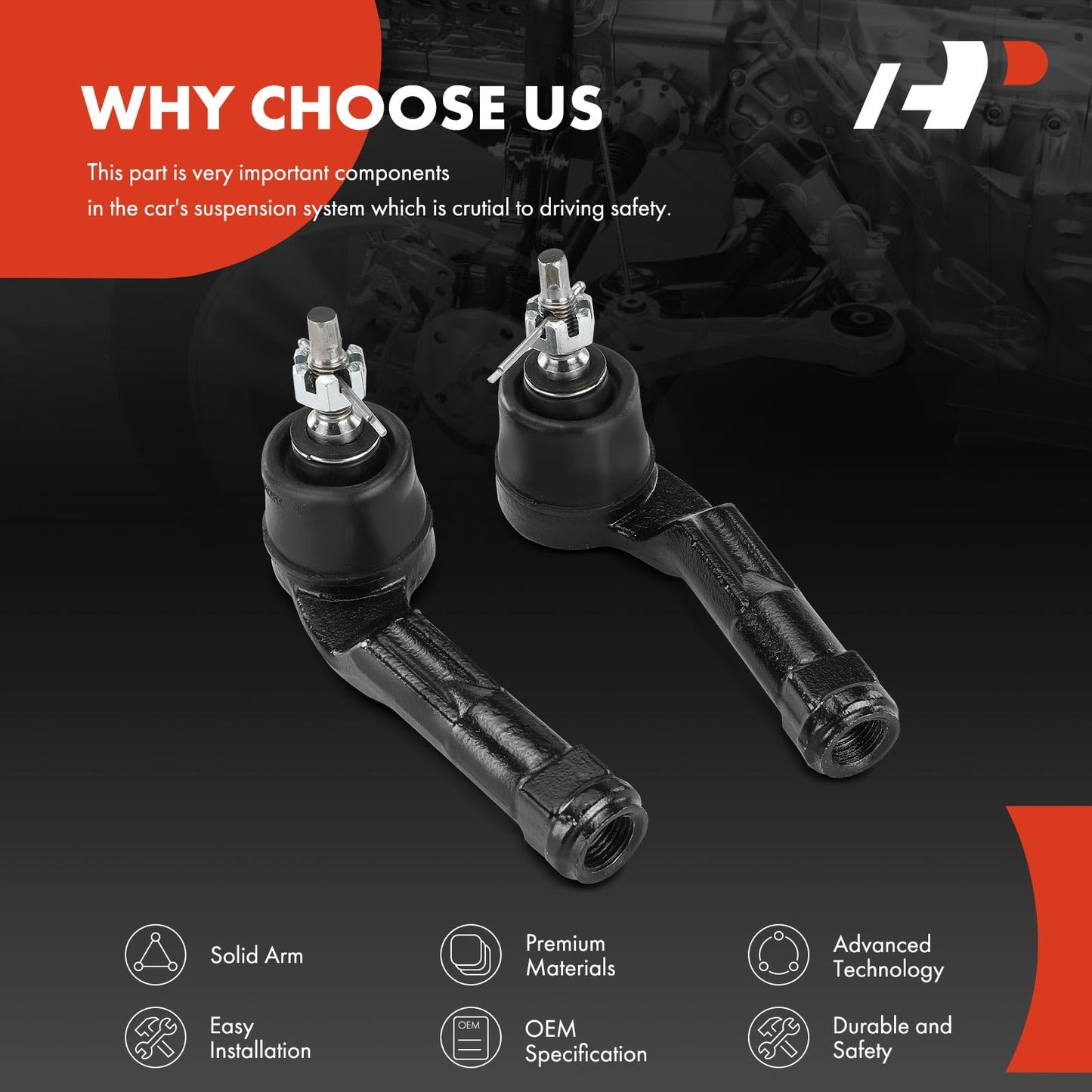 A-Premium 2 x Front Outer Tie Rod Ends Compatible with Hyundai Elantra 2017-2022, Elantra GT 2018-2020, Kona 2018-2023, Venue 2020-2022 & Kia Forte 2019-2023, Forte5 2020-2023