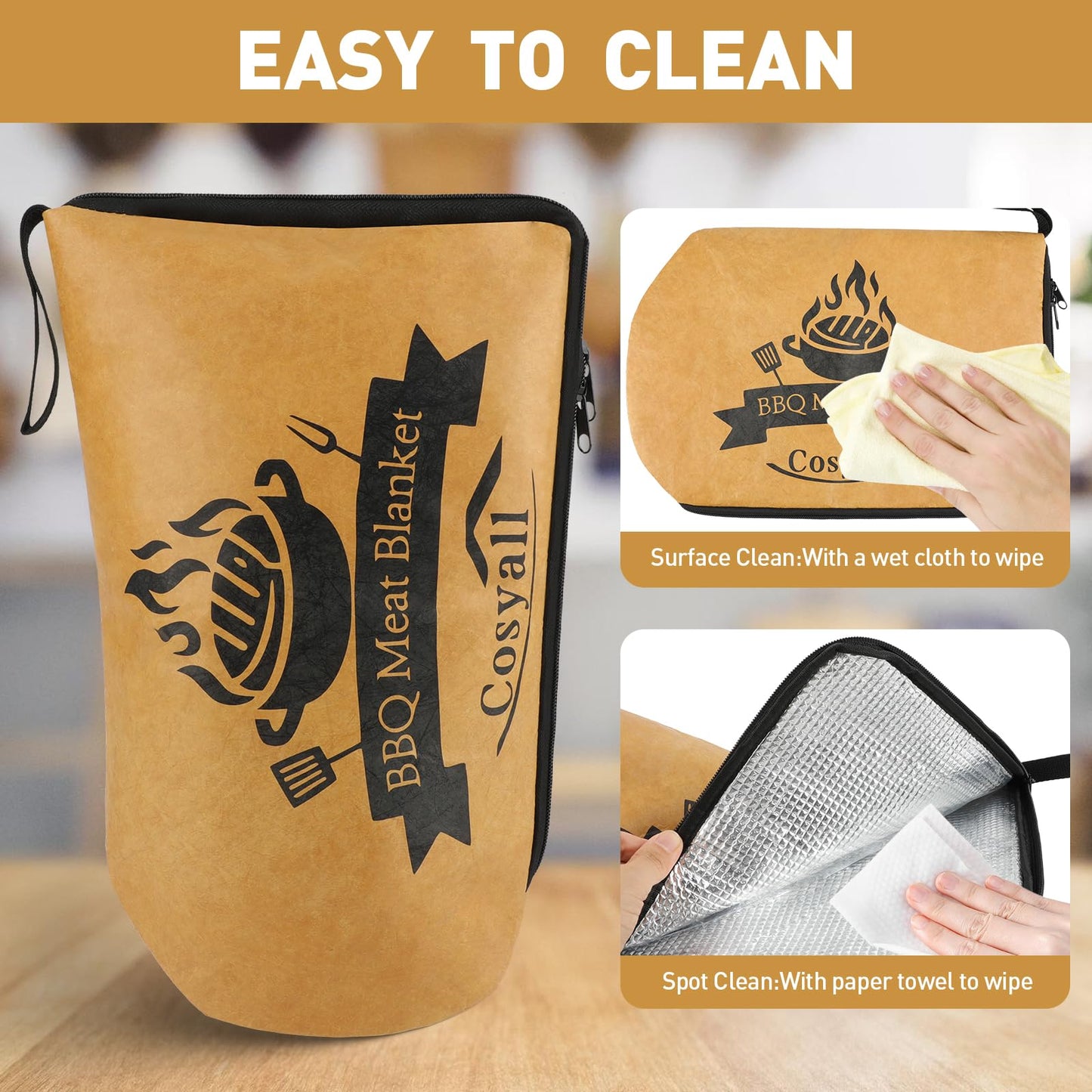 BBQ Blanket for Resting Meat,Smoker Meat Resting Blanket,Reusable Smoker Grilling Meat Insulated Resting Bag with Wide Mouth for Large Brisket/Beef/Pork Shoulders/Turkeys (BBQ Blanket 21in)