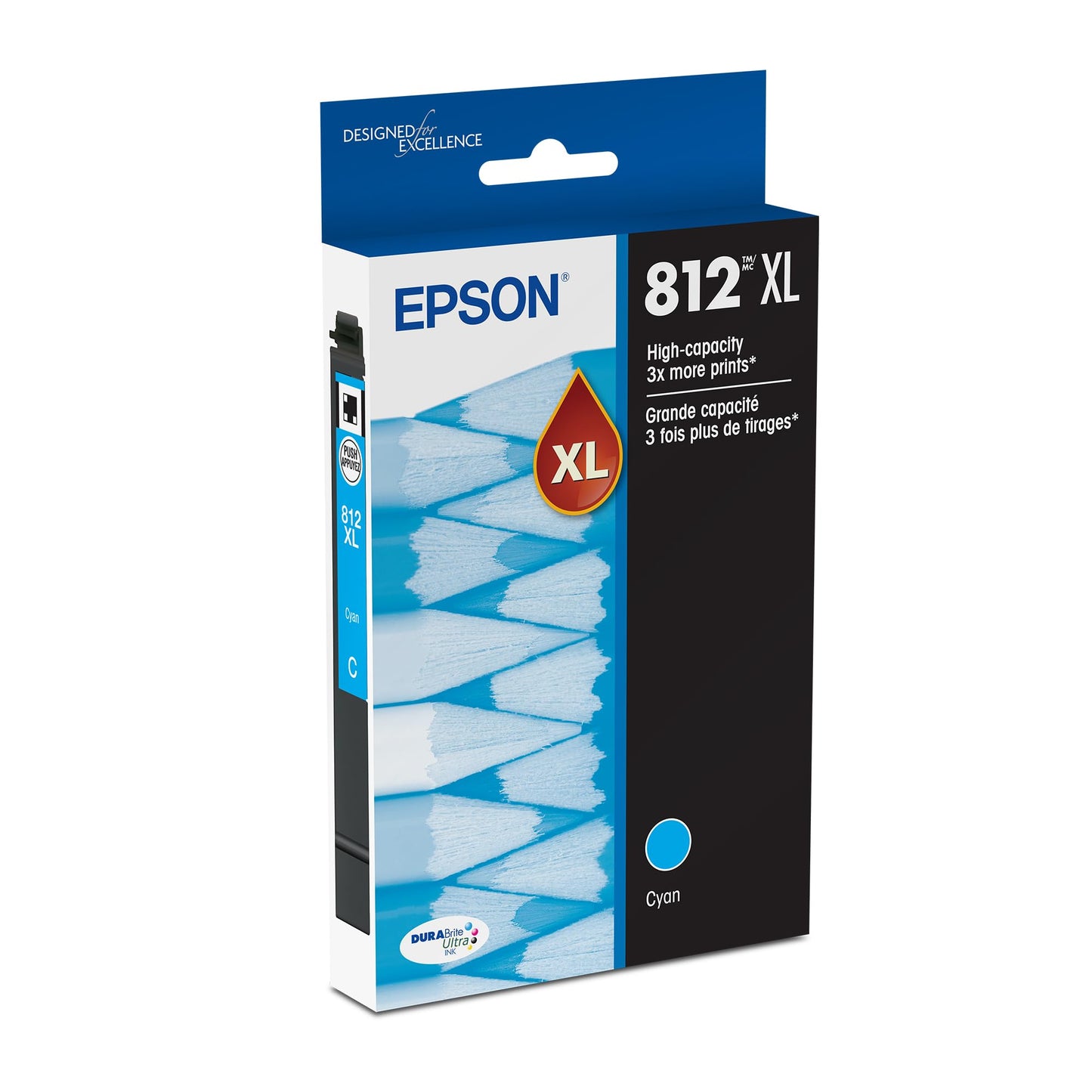 EPSON 812 DURABrite Ultra Ink High Capacity Cyan Cartridge (T812XL220-S) Works with Workforce Pro WF-7310, 7820, 7840, EC-C7000