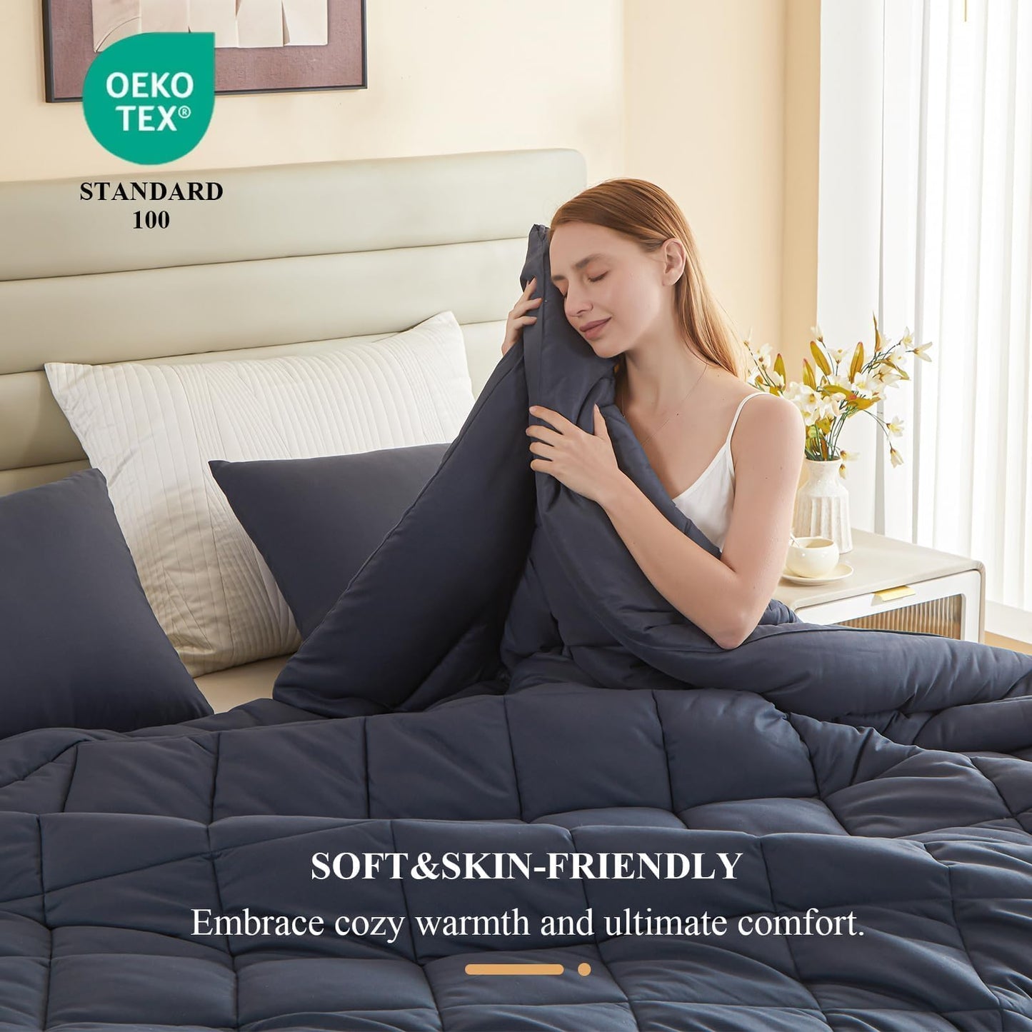 128x120 Oversized King Comforter, Extra Large King Size Comforter Oversized, All Season Soft Lightweight Quilt Down Alternative Duvet Insert with 8 Corner Tabs(120x128, Grey)