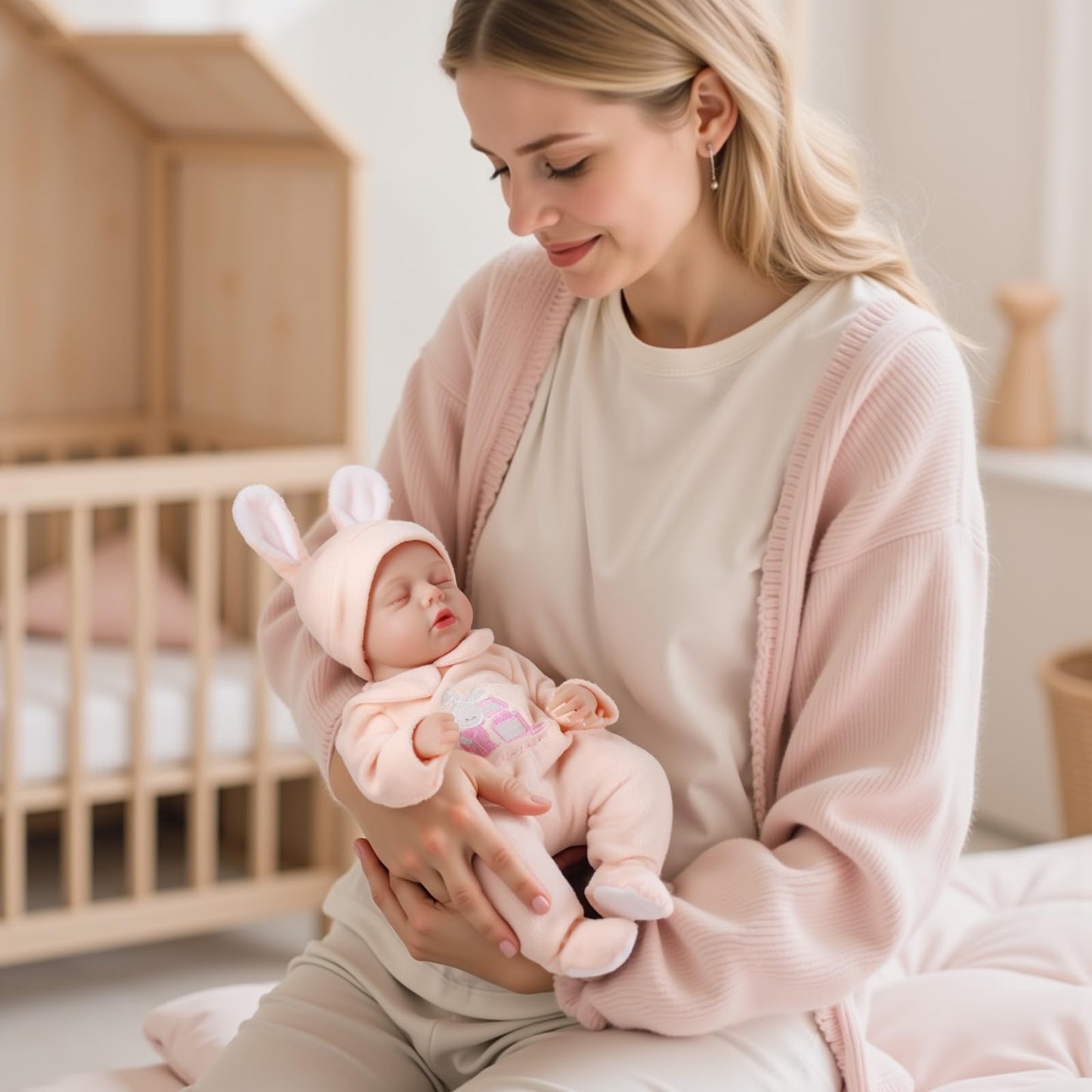 BABESIDE Lifelike Reborn Baby Dolls - 12 Inch Full Vinyl Realistic Baby Doll Sweet Sleeping Real Life Baby Dolls Cute Girl with Toy Accessories Gift Set for Kids Age 3+