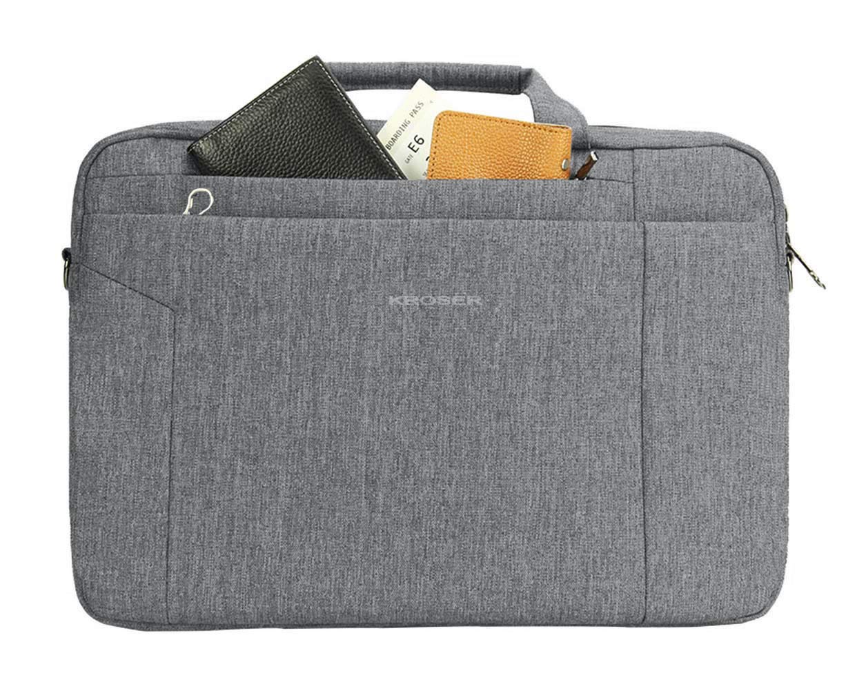 KROSER Laptop Bag 15.6 Inch Briefcase Shoulder Bag Water Repellent Laptop Bag Satchel Tablet Bussiness Carrying Handbag Laptop Sleeve for Women and Men-Grey