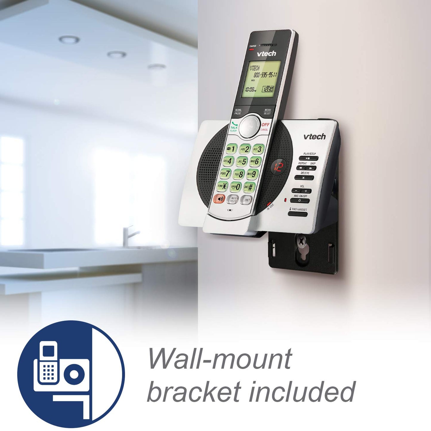VTech DECT 6.0 Dual Handset Cordless Phone with ITAD, CID, Backlit Keypads and Screens, Full Duplex Handset Speakerphones, Call Block Silver/Black, CS6929-2