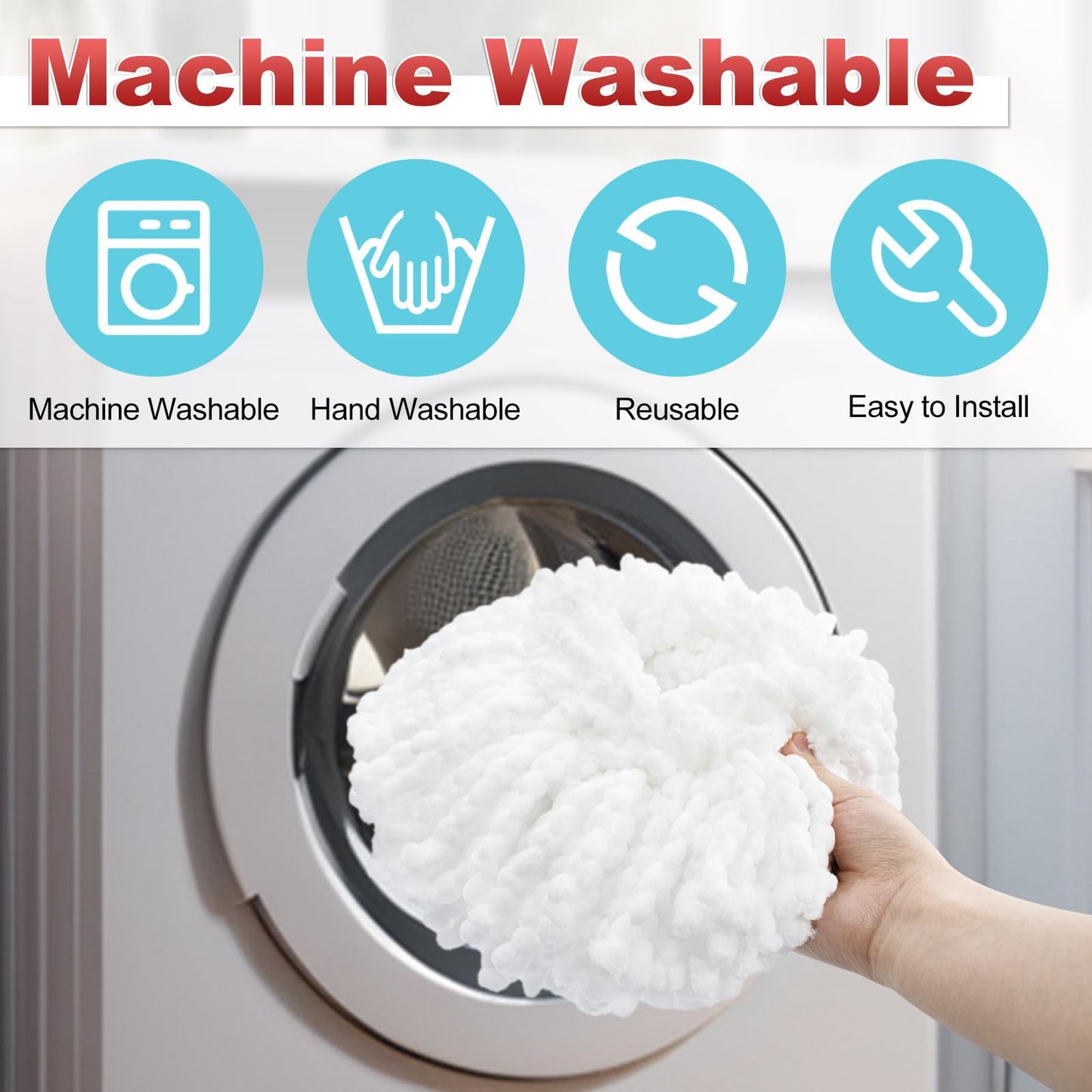 Spin Mop Head Replacement, Base, Mop Handle for Vileda EasyWring - Include 2 Microfiber Refills, 4-Section 30-59in Handle, 1 Cover and 1 Scrubber (1-Tank System)