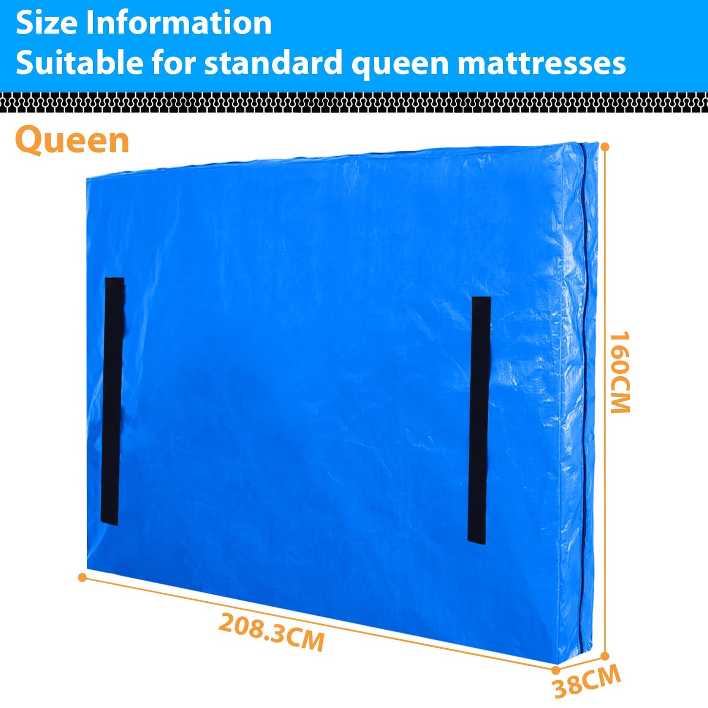 Mattress Bag for Moving,Extra Thick Mattress Cover Queen Mattress Storage Bag with 8 Strong Handles & Zipper,Heavy Duty Mattress Moving Bag,Waterproof Mattress Protector,Moving Supplies(Queen Size)