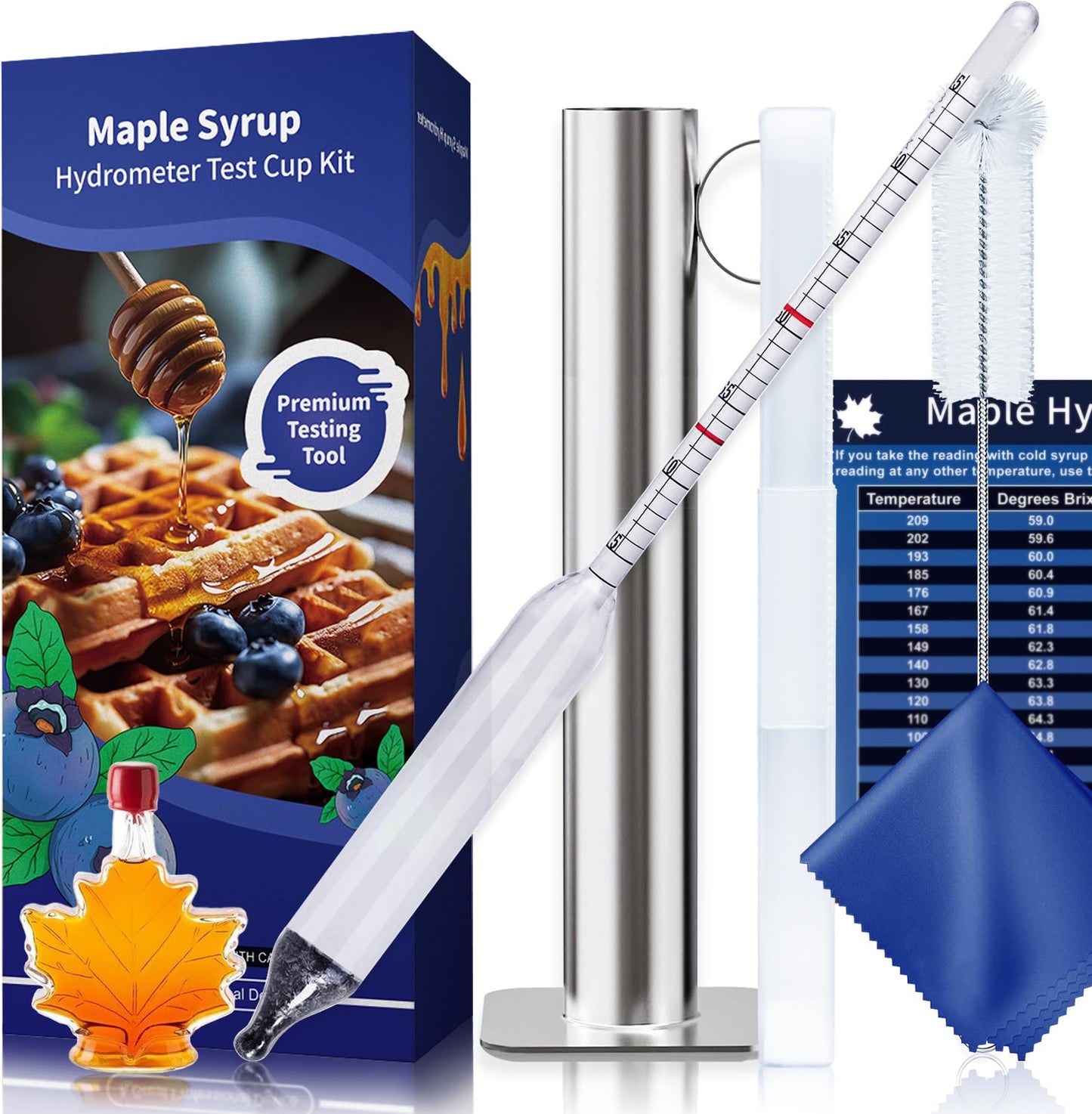 CIMALAB Maple Syrup Hydrometer Test Cup Kit, Hydrometer for Maple Syrup Making, Hydrometer Maple Syrup Supplies with Brix & Baume Scales, Syrup Hydrometer for Measure Sugar Content in The Syrup Sap