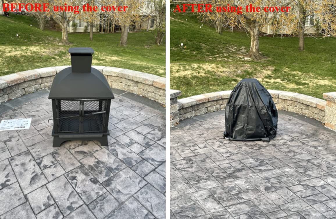Outdoor Patio Fireplace Cover UCARE Waterproof 420D Oxford Square Hexagon Pagoda Fire Pit Fireplace Dust Covers with Drawstring