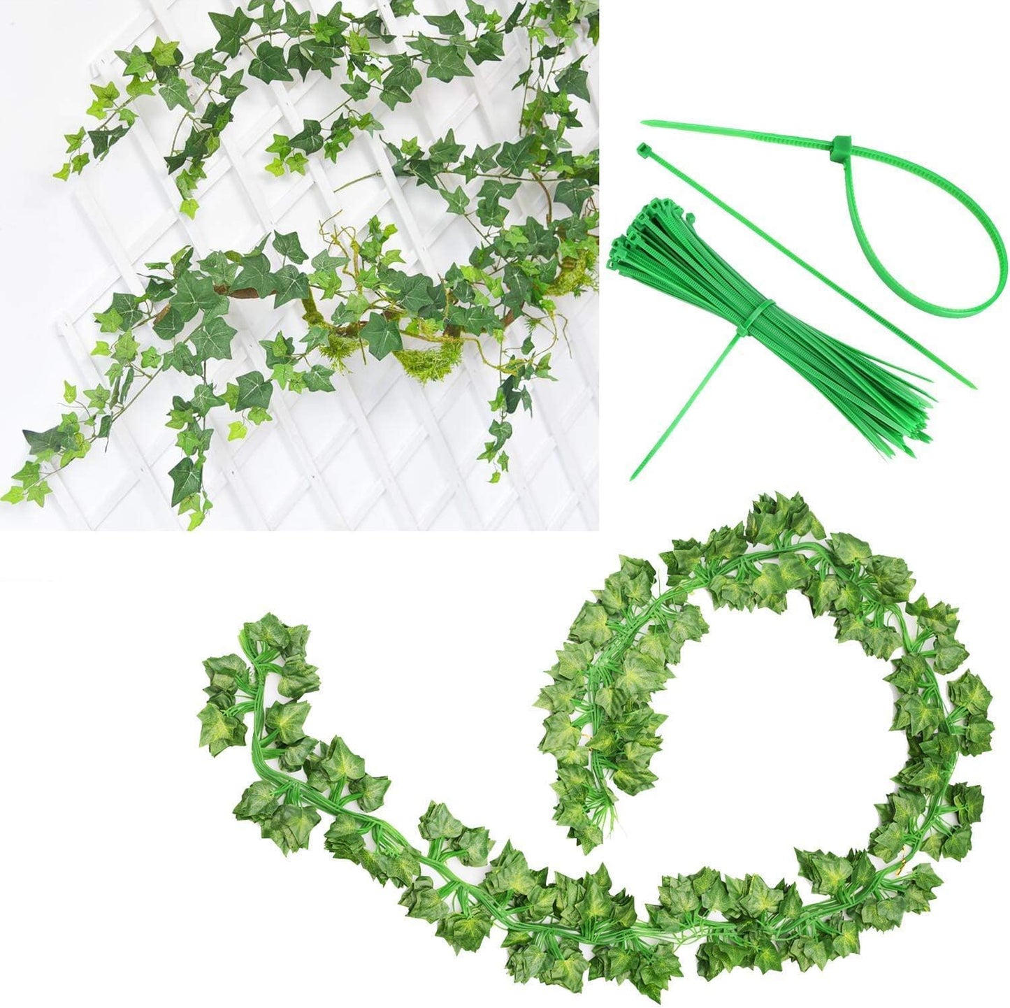 96 Pack Fake Vines for Room Decor Artificial Ivy Garland with Clip Green Flowers Hanging Plants Faux Greenery Leaves Bedroom Aesthetic Decor for Home Garden Wall Wedding