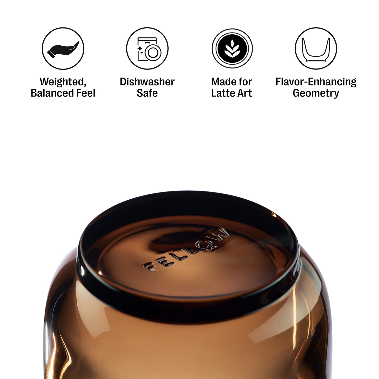 Pirch Espresso Glasses by Fellow – 3.5 oz Artisanal Cups, Set of 2, Dishwasher Safe Coffee Glasses for Espresso Shots & Latte Art – Amber