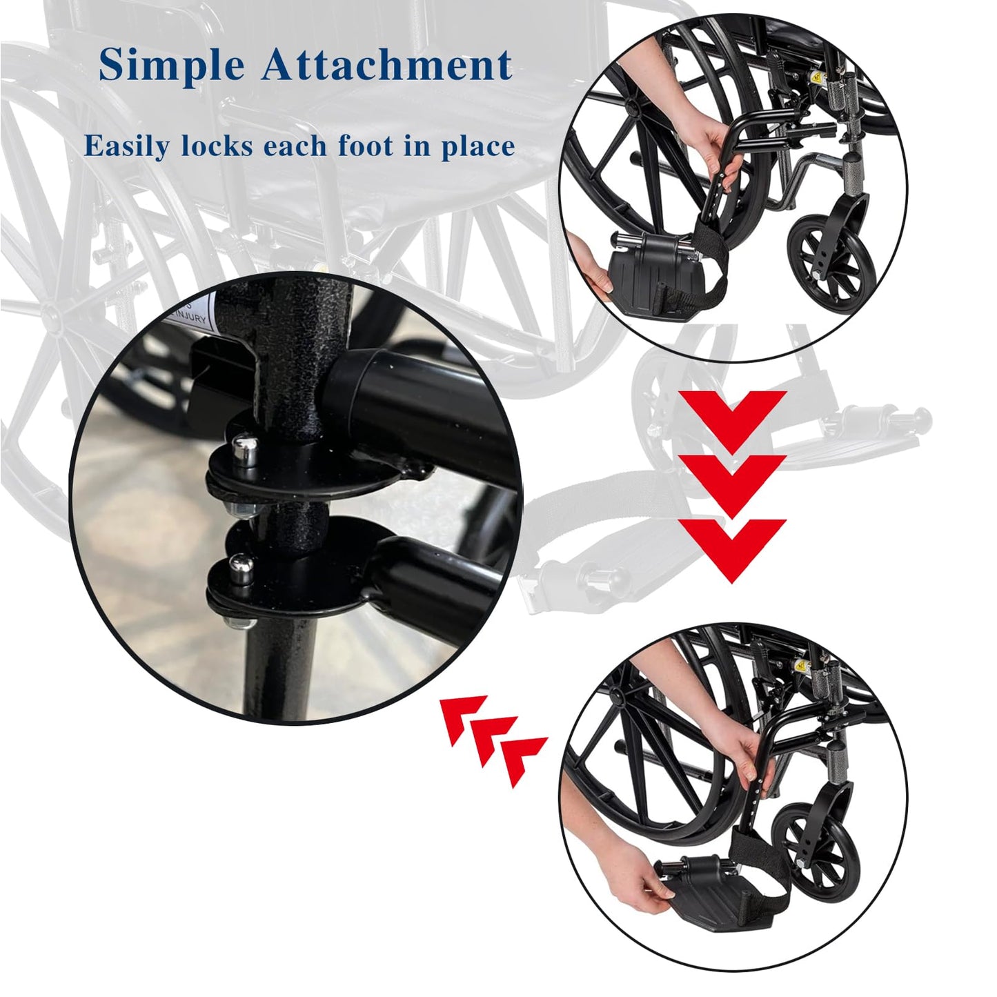 (1Pair) Wheelchair Replacement Footrests,Wheelchair Replacement Parts,Wheelchair Swivel Footrests for Standard Wheelchairs,Black