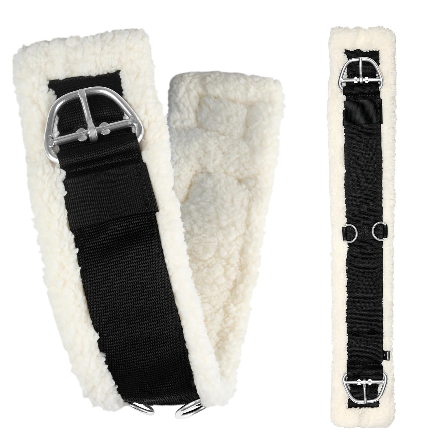 32 Inch Horse Girth, Saddle Strap with Stainless Steel Buckle, Soft Wool with Non-Slip Nylon Webbing, Designed for English Saddles, Easy to Install
