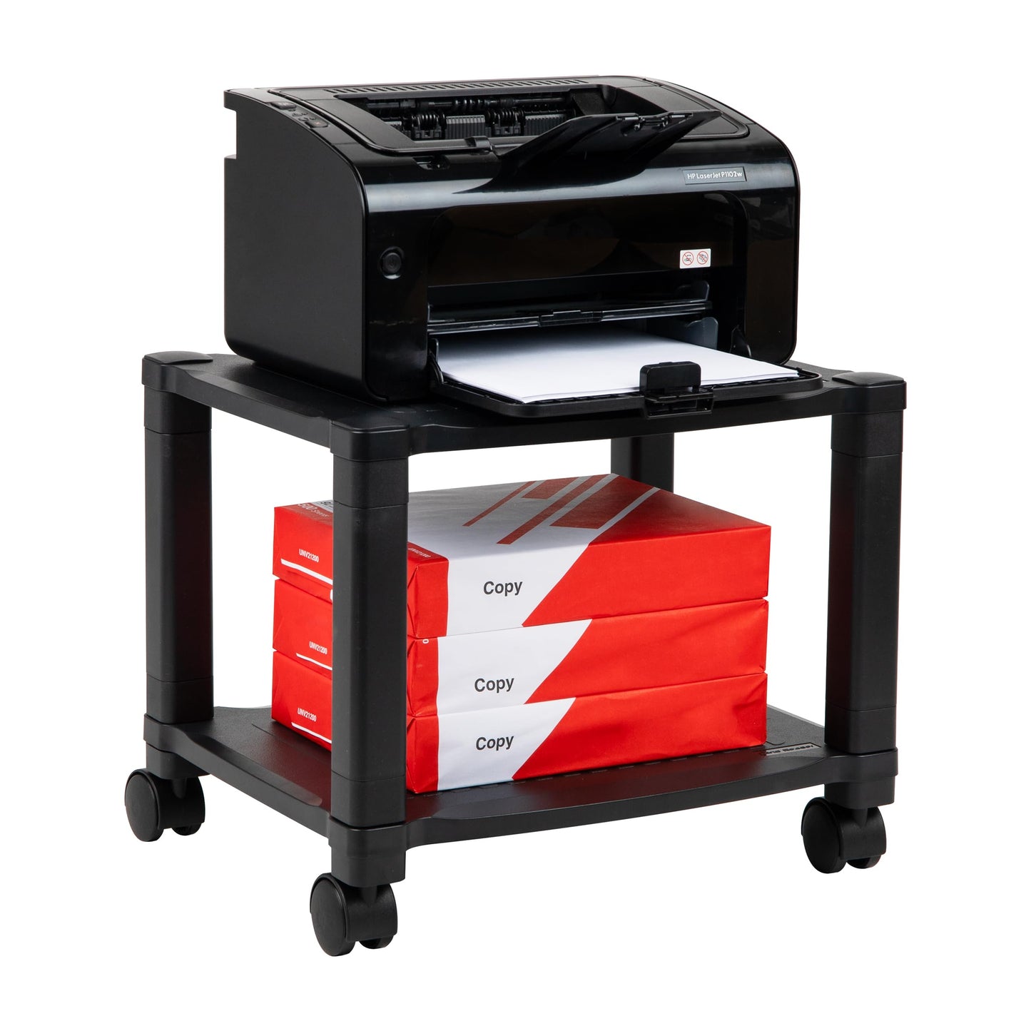 Mind Reader Rolling Printer Cart, Utility Cart, Printer Stand, Under Desk Storage, Office, 17.25" L x 13.5" W x 14.25" H, Black