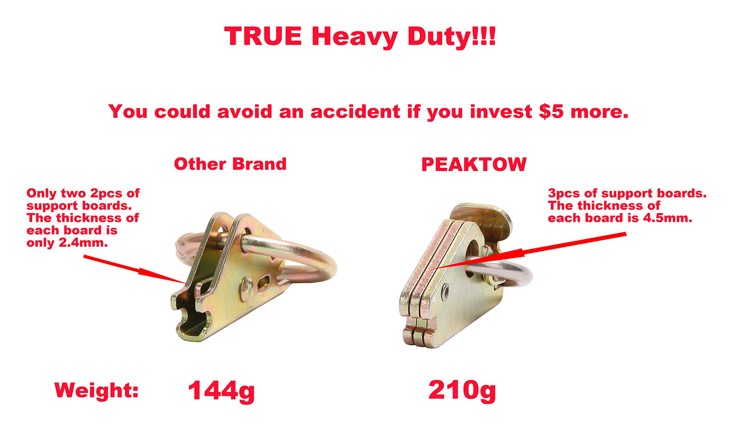 PEAKTOW PTT0034 Heavy Duty E Track Rope O Ring Tie-Down Hook 10PK