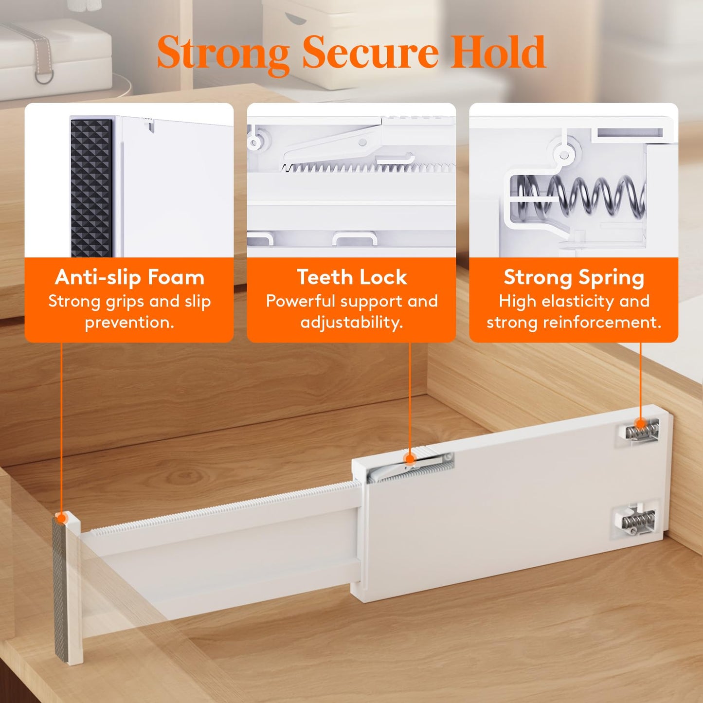 Lifewit Drawer Dividers for Clothes, Adjustable Drawer Organizers, Plastic Expandable Drawer Separators for Bedroom/Office/Bathroom/Kitchen Storage, 10.9-16" Long 4" High, 5 Pack