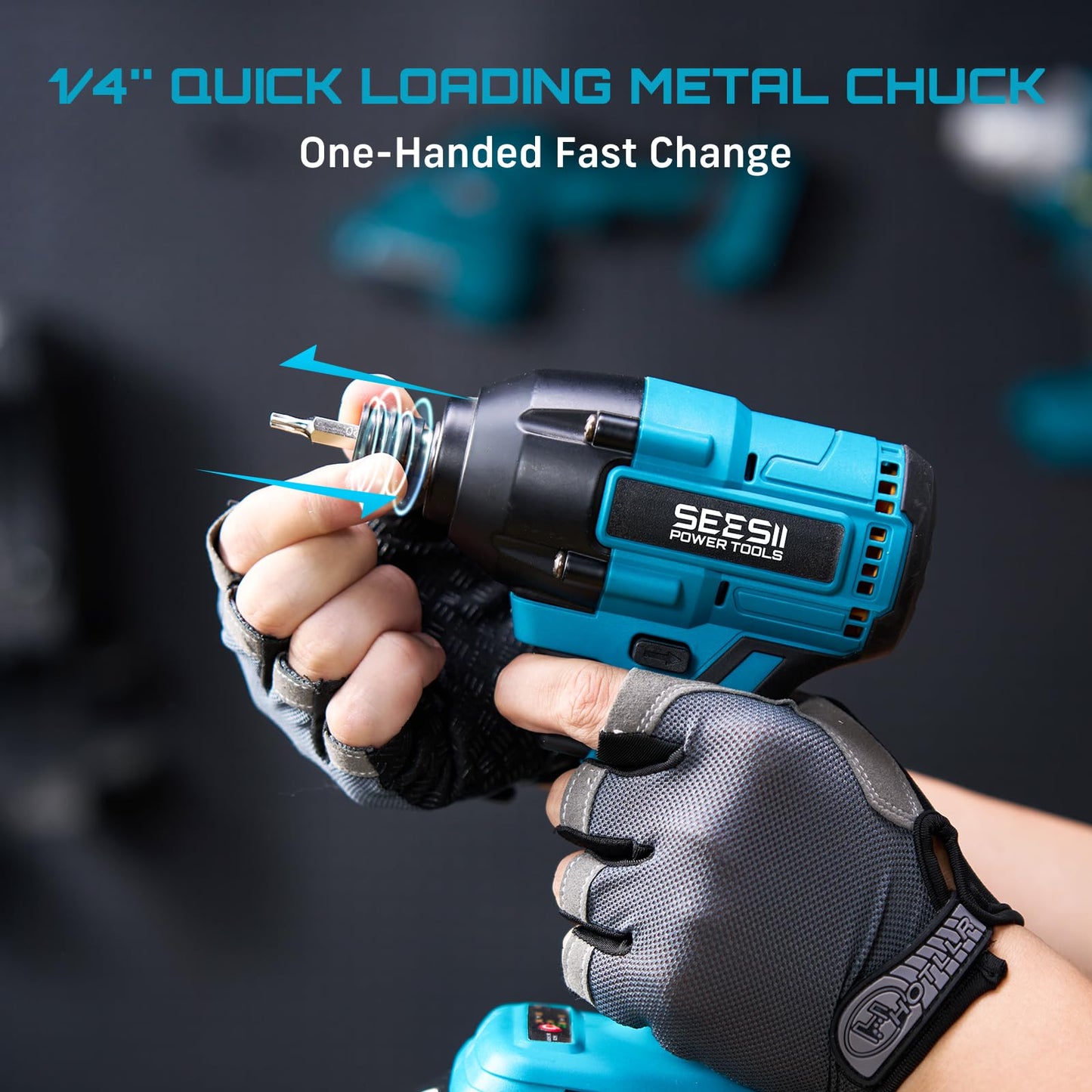 Seesii 21V Impact Driver, Electric Screwdriver with a Maximum Torque of 180N.m,1/4" Cordless Screwdriver with 2 Batteries 2.0Ah,2500RPM Variable Speed,20 Impact Bits & Carry Bag