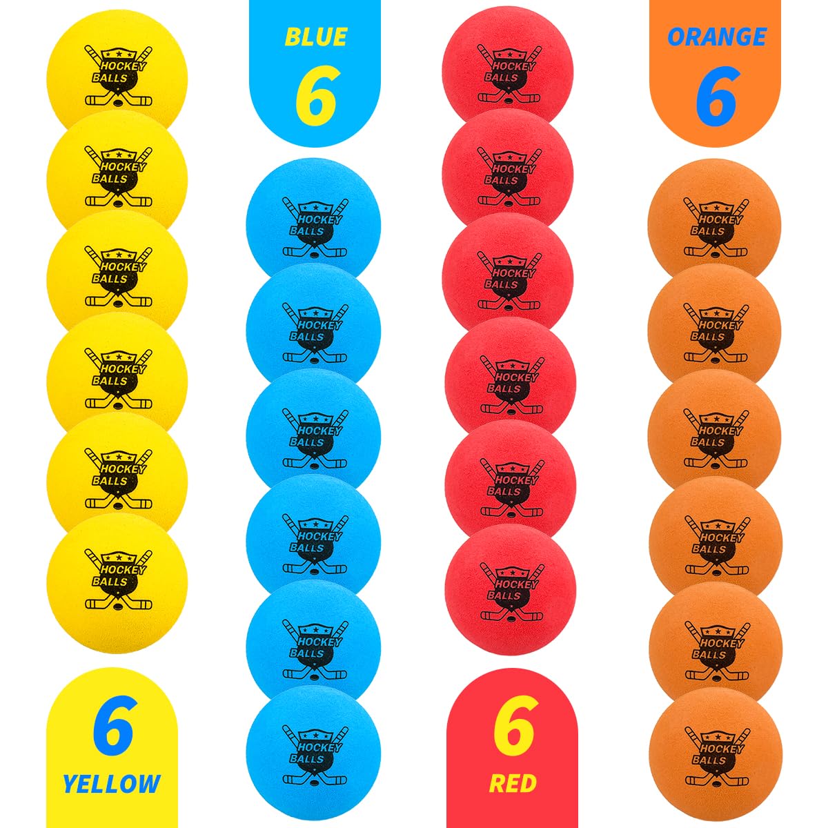 Pandahero 24-Pack Mini Knee Hockey Balls for Indoor Play – Soft Foam Balls for Floor Hockey & Mini Sticks – Birthday Gifts for Toddler Kids Boys Girls