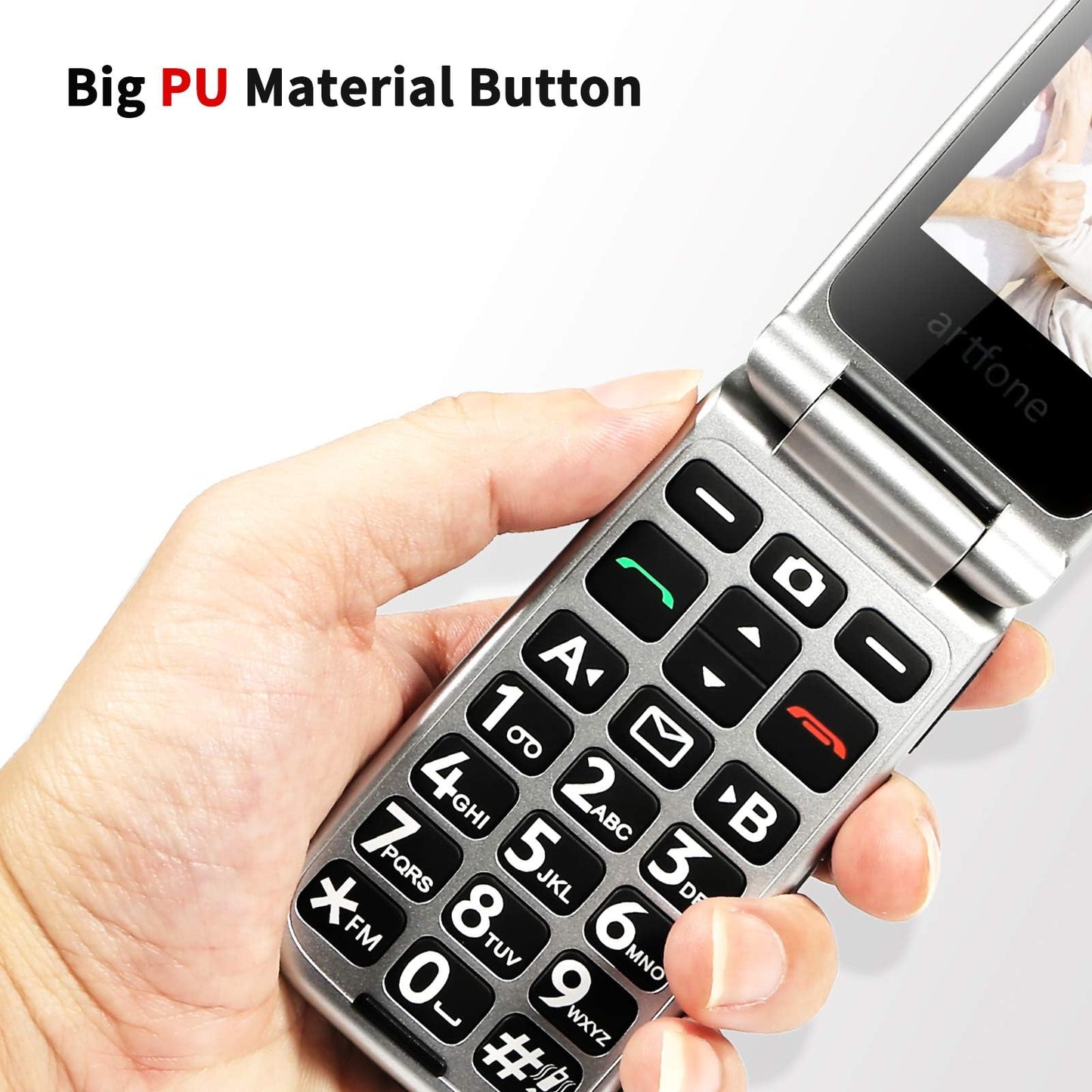 artfone 4G Volte Unlocked Flip Cell Phones Canada Mobile Phone for Seniors with SOS Button 2.4" Display Loud Volume USB-C &Dock Charging Talking Numbers 1200mah Battery FM Radio Torch Grey