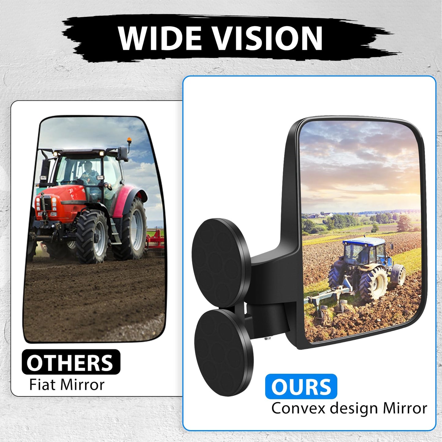 Tractor Magnetic Side Mirrors, Universal Strong Magnetic Side Mirrors for Tractors, Forklifts, Lawn Mover, Small Dozers, Lift Trucks, UTV, ATV, Compatible with John Deere tractor, Kubota, Mahindra