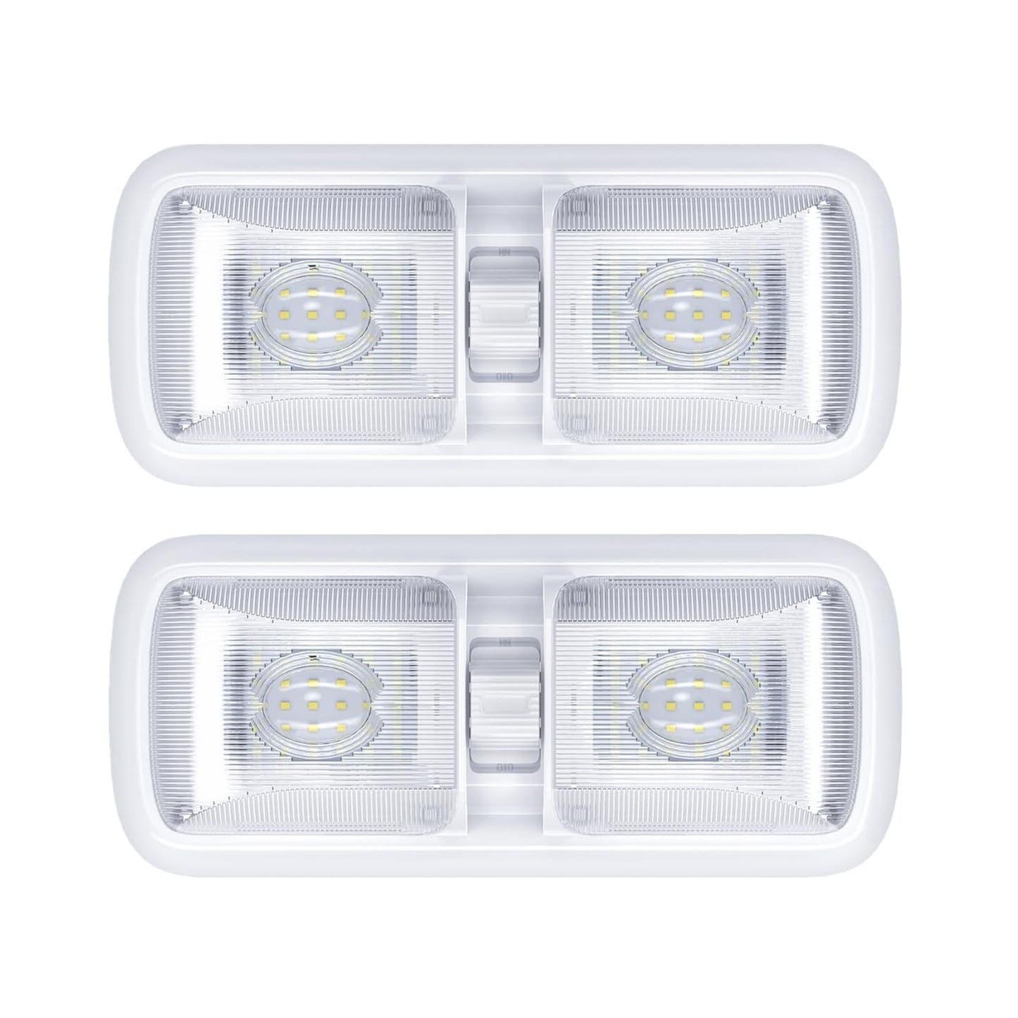 BlueFire RV Interior Lights, DC 12V RV Ceiling Double Dome Lights, 4000–4500K LED Camper Lights with Switch for RV Camper Motorhome Caravan Trailer Boat(2 Pack)