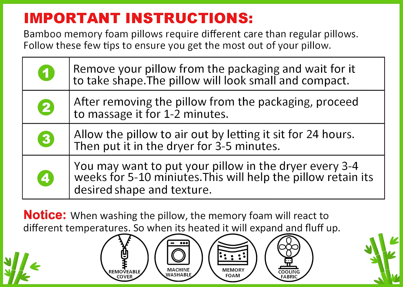 2 Pack Shredded Memory Bamboo Pillows for Sleeping - Ultra Soft, Cool and Breathable Zippered Cover - Relieves Neck Pain, Snoring, Helps Asthma Relief - Back/Stomach/Side