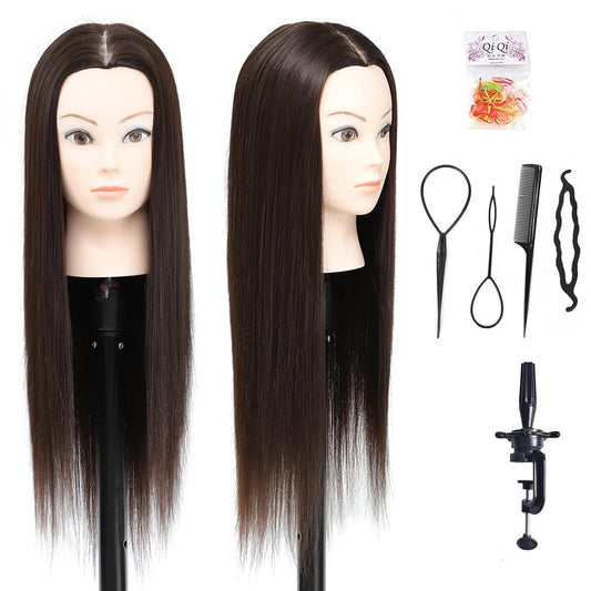 BLTYXT 26" - 28" Training Head Professional Cosmetology Mannequin Head Hairdresser Manikin Head with Synthetic Fiber Styling (02G-04)