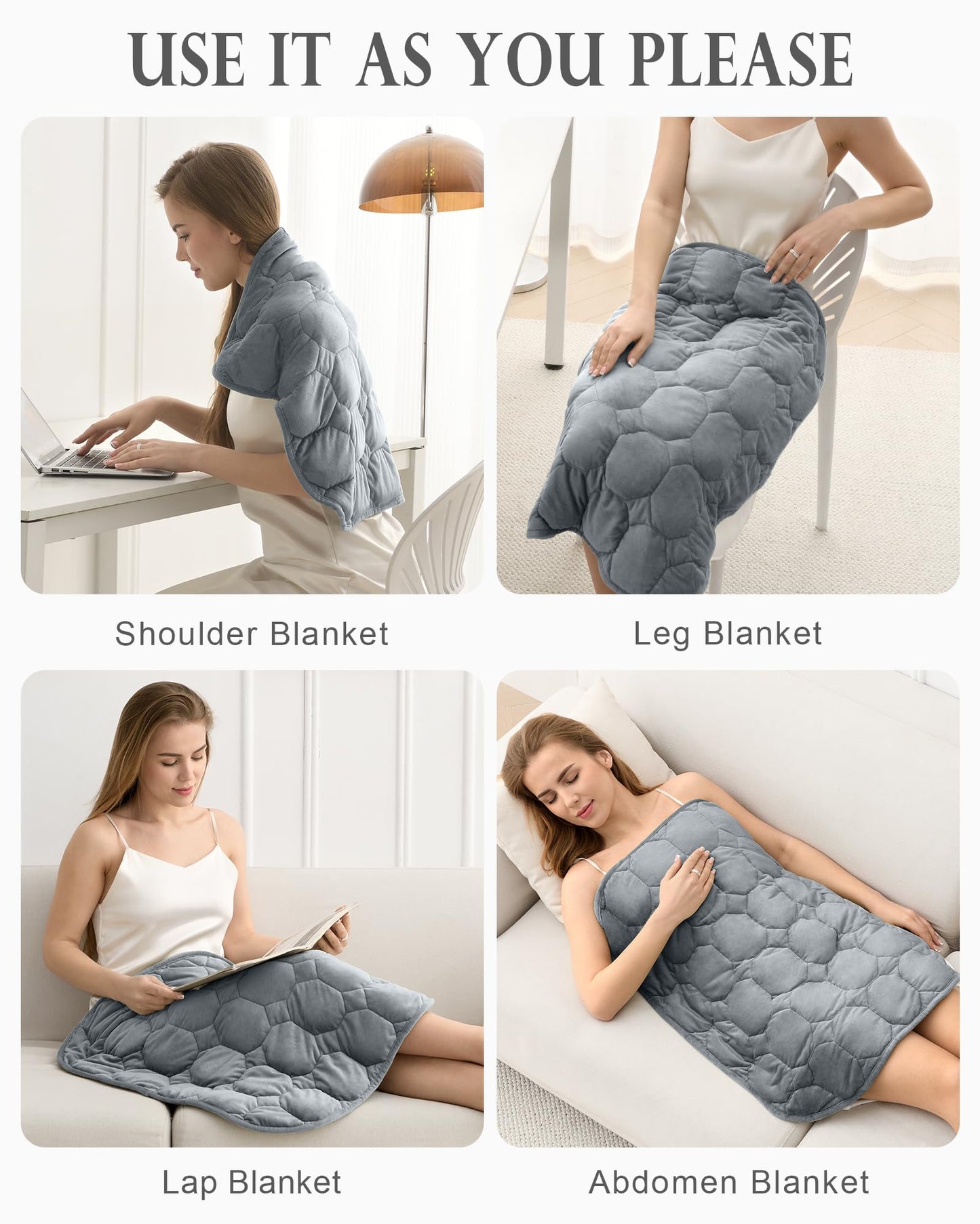 Weighted Lap Blanket 7lbs, Cozy Luxury Crystal Velvet Weighted Blanket for Adults, Small Weighted Blanket for Relaxation, Sleeping, Travel, Grey, 29" x 24"