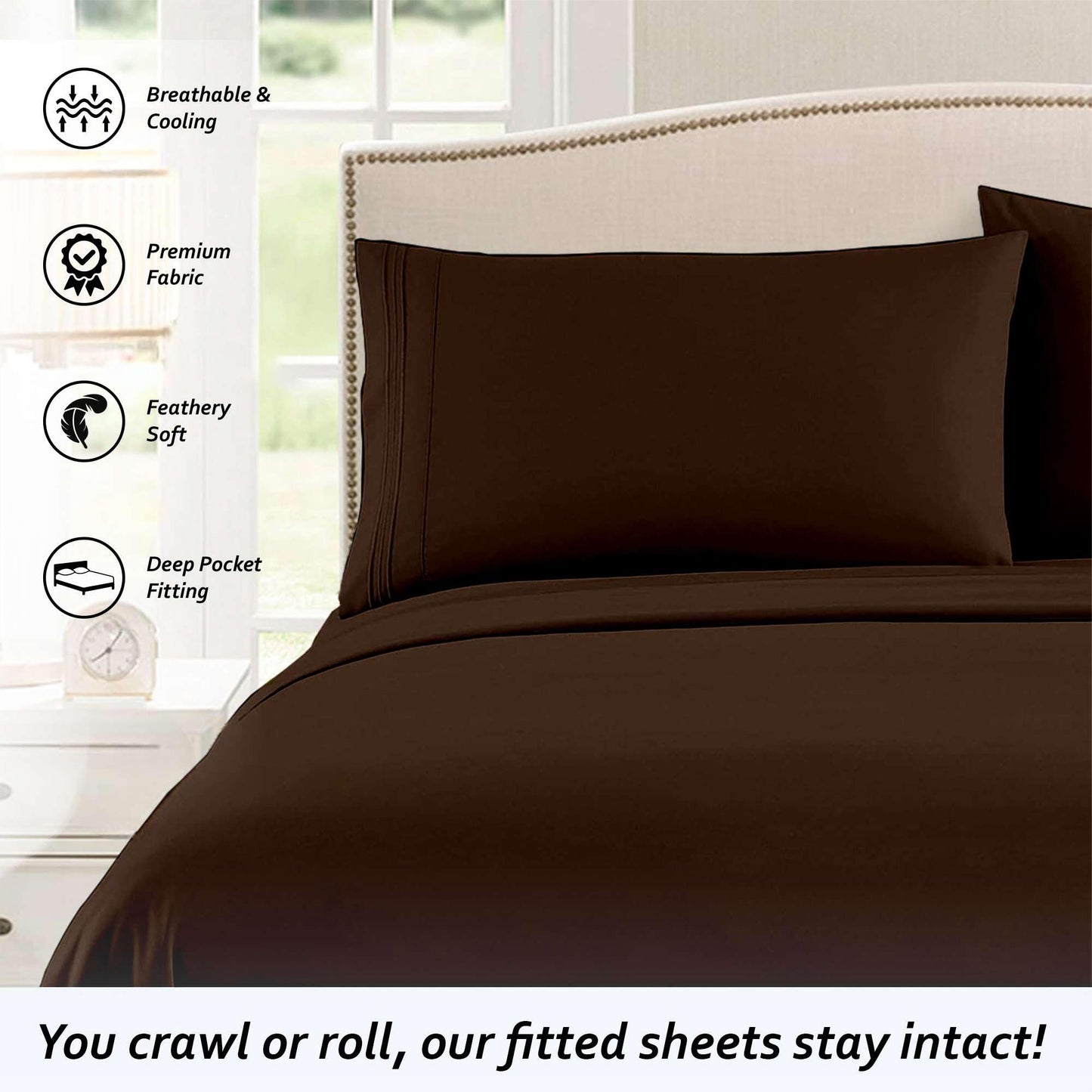 RV Mattress SHORT QUEEN SHEET SET - (60x75) Solid Chocolate 400 Thread Count Egyptian Cotton -Made Specifically for RV, Camper & Motorhomes
