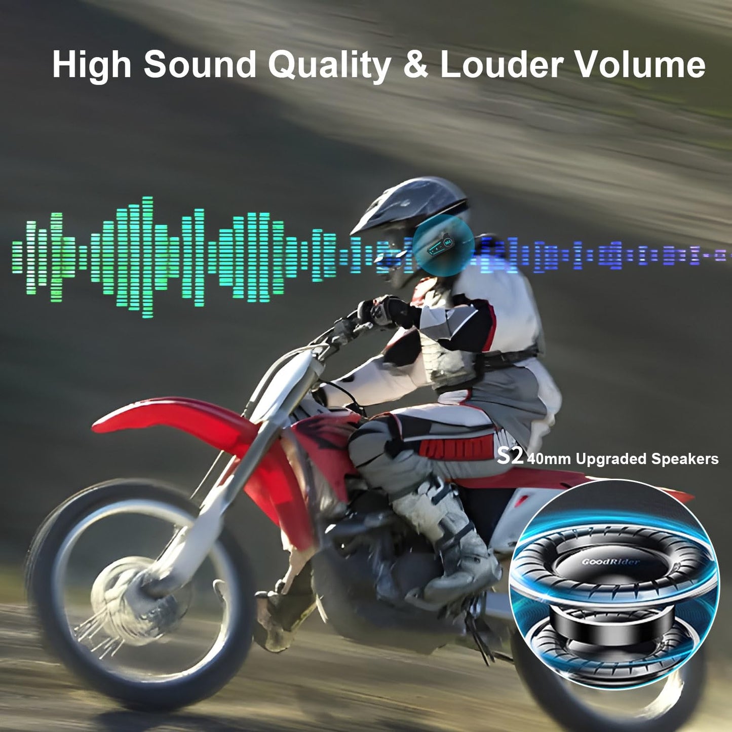 Motorcycle Intercom Headset USB C Interface Communication System AI Voice Assistant IP67 Waterproof Music Sharing Automatic Answer Noise Cancellation Motorbike-Helmet-Wireless-Intercom-Headset