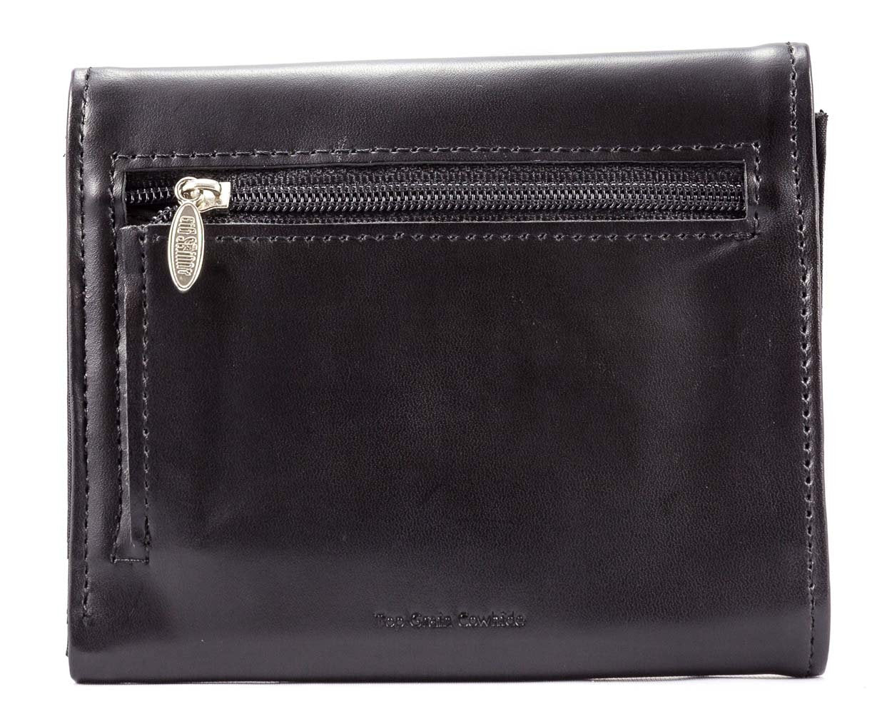 Big Skinny Women's Trixie Leather Tri-Fold Slim Wallet, Black