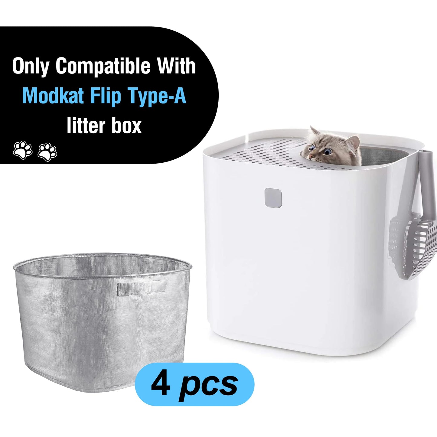 Durable Liners for Type A with Carrying Handles, Recyclable Litter Box Liners A Compatible with Modkat Flip Litter Box, Waterproof and Scratch-Resistant Cat Box Liners