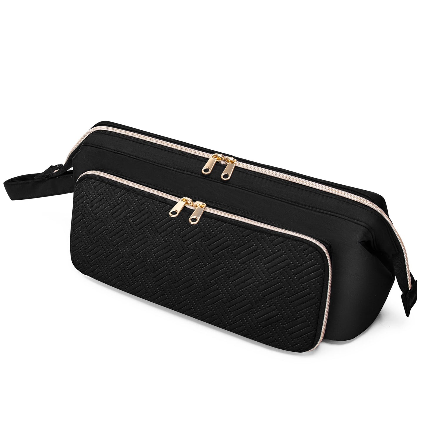 Fasrom Hair Tools Travel Bag with Heat Resistant Mat for Flat Iron, Curling Iron and Hair Straightener, 2 in 1 Hair Dryer Travel Case to Organize Hair Styling Tools, Black (Patent Design)
