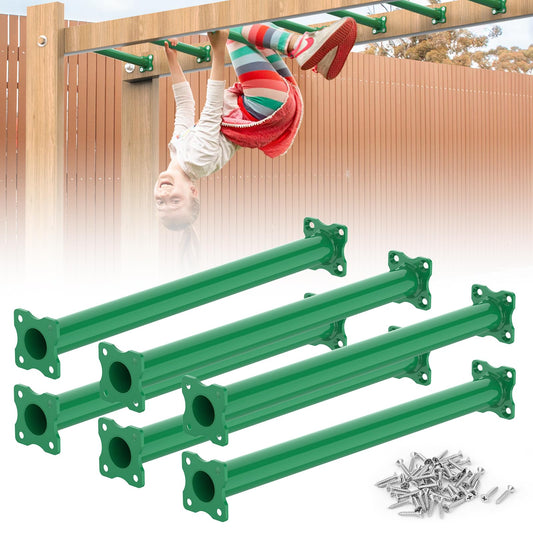 16.5 Inch Monkey Bars Kit Playground Ladder Rungs for Backyard Indoor Outdoor Kids Metal Monkey Bars Swing Set Playset Accessories (Green, 6 Pcs)