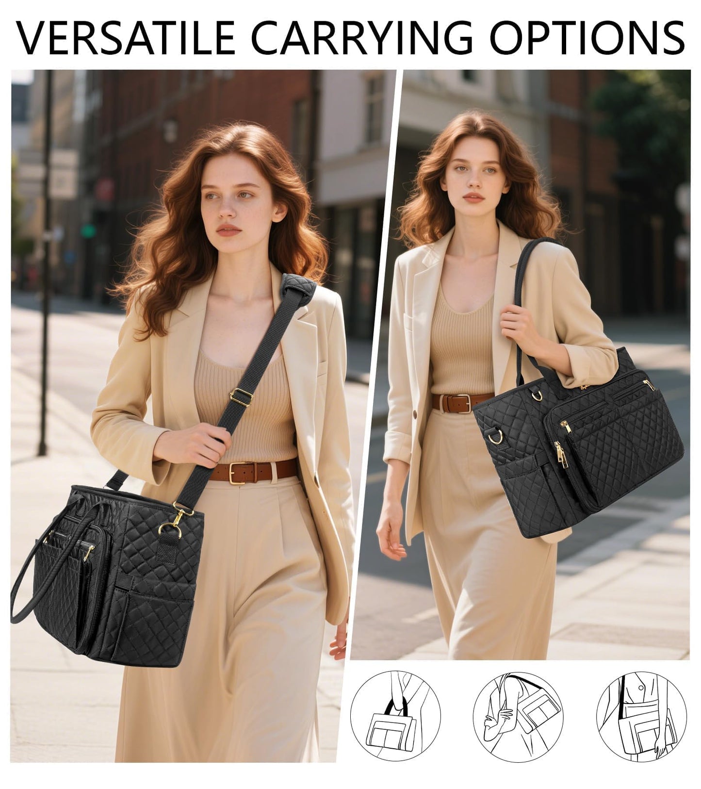 Teacher Tote Bag for Women, 15.6 inch Laptop Work Tote Bag Nurse Bag With Large Cup Holder & Insulated Pocket Professional Computer Handbag Laptop Briefcase for Office, College, Nursing, Travel, Gifts