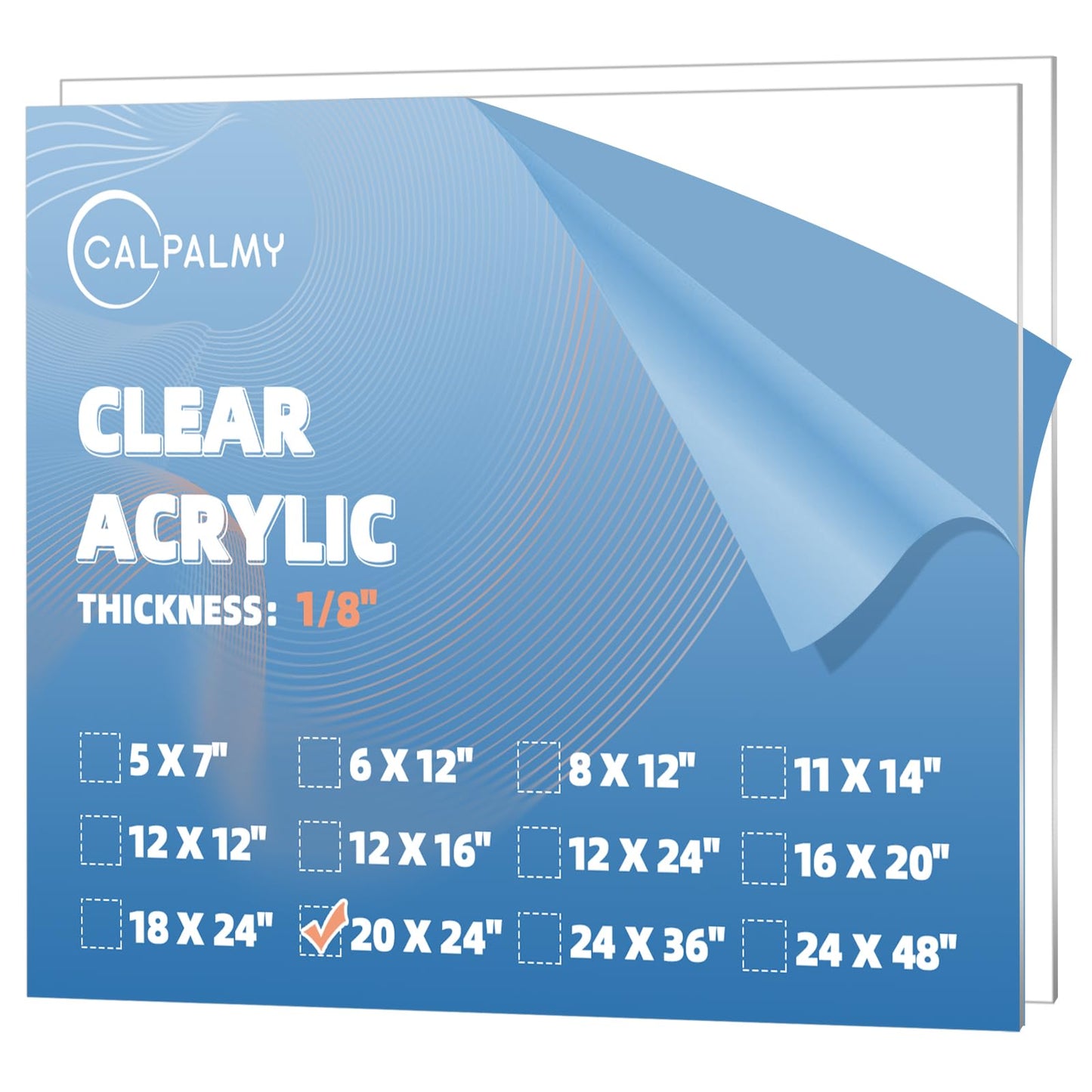 CALPALMY 2-Pack 1/8" (3mm) Thick Clear Acrylic Sheets - 20" x 24" (61cm*51cm) Pre-Cut Plexiglass Sheets for Craft Projects, Signs, Sneeze Guard, and More - Cut with Laser, Power Saw, or Hand Tools