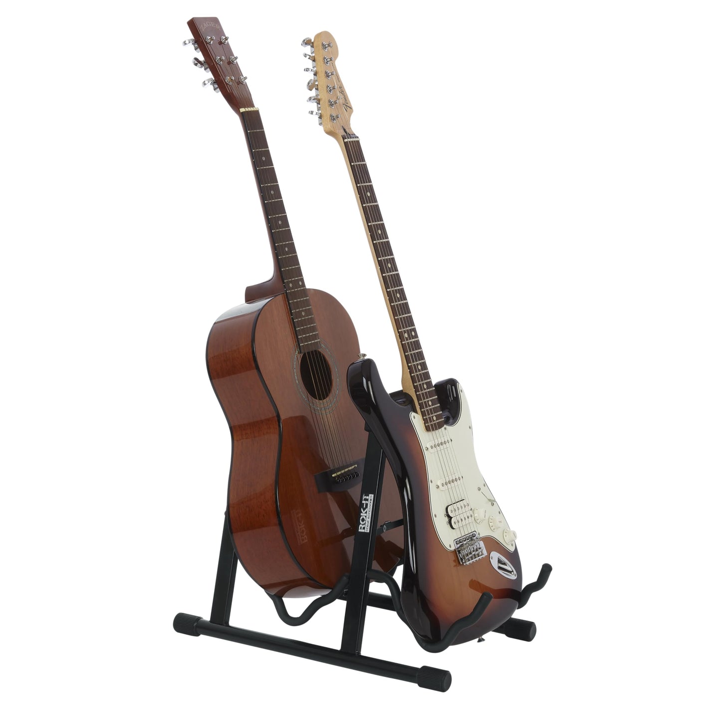 Rok It A-Frame Double Guitar Stand; Holds Most Standard Electric and Acoustic Guitars (RI-GTRAU2X)