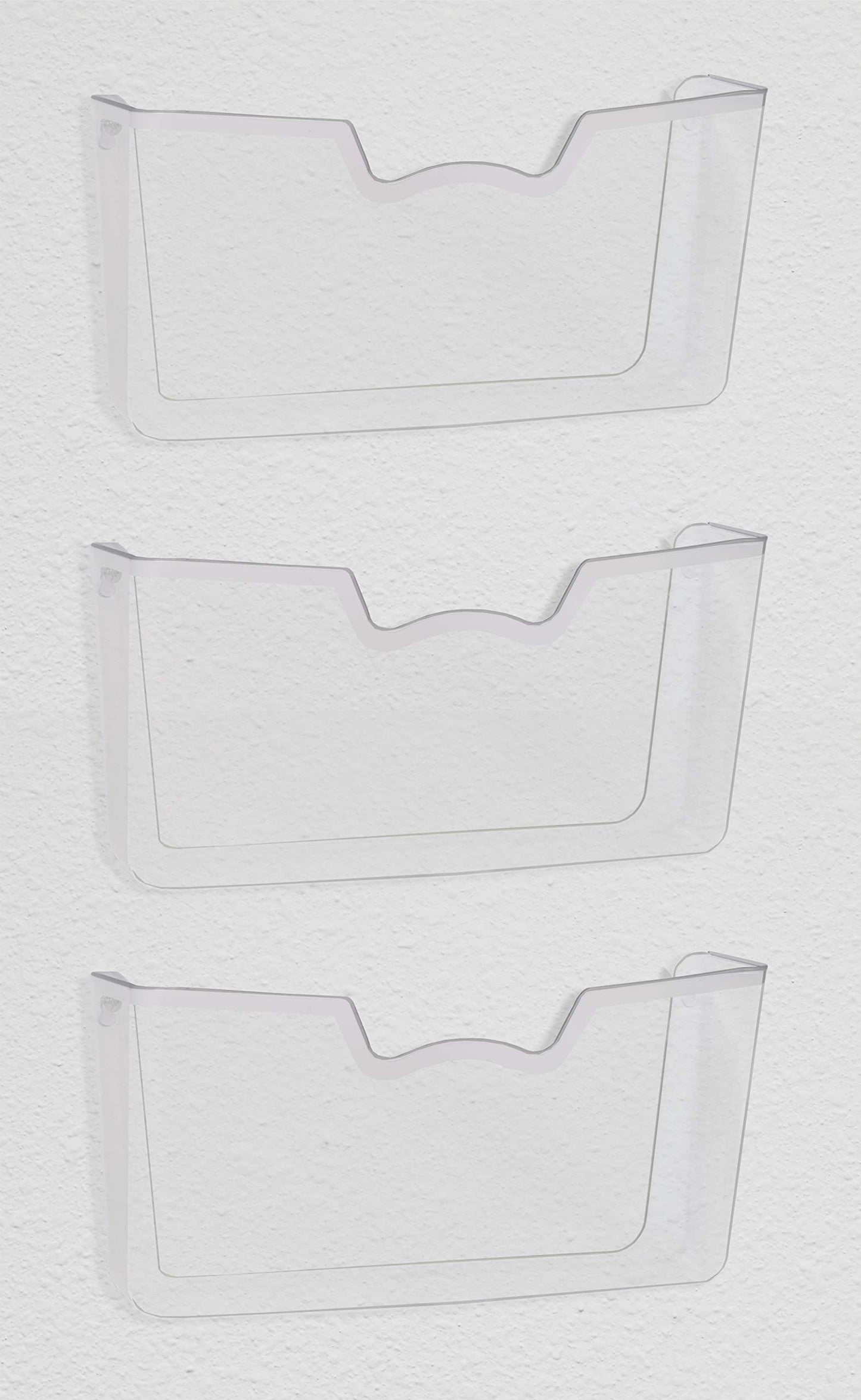 Simple Houseware Clear Plastic Single Pocket Wall Mount for Hanging File Holder, 3 Packs