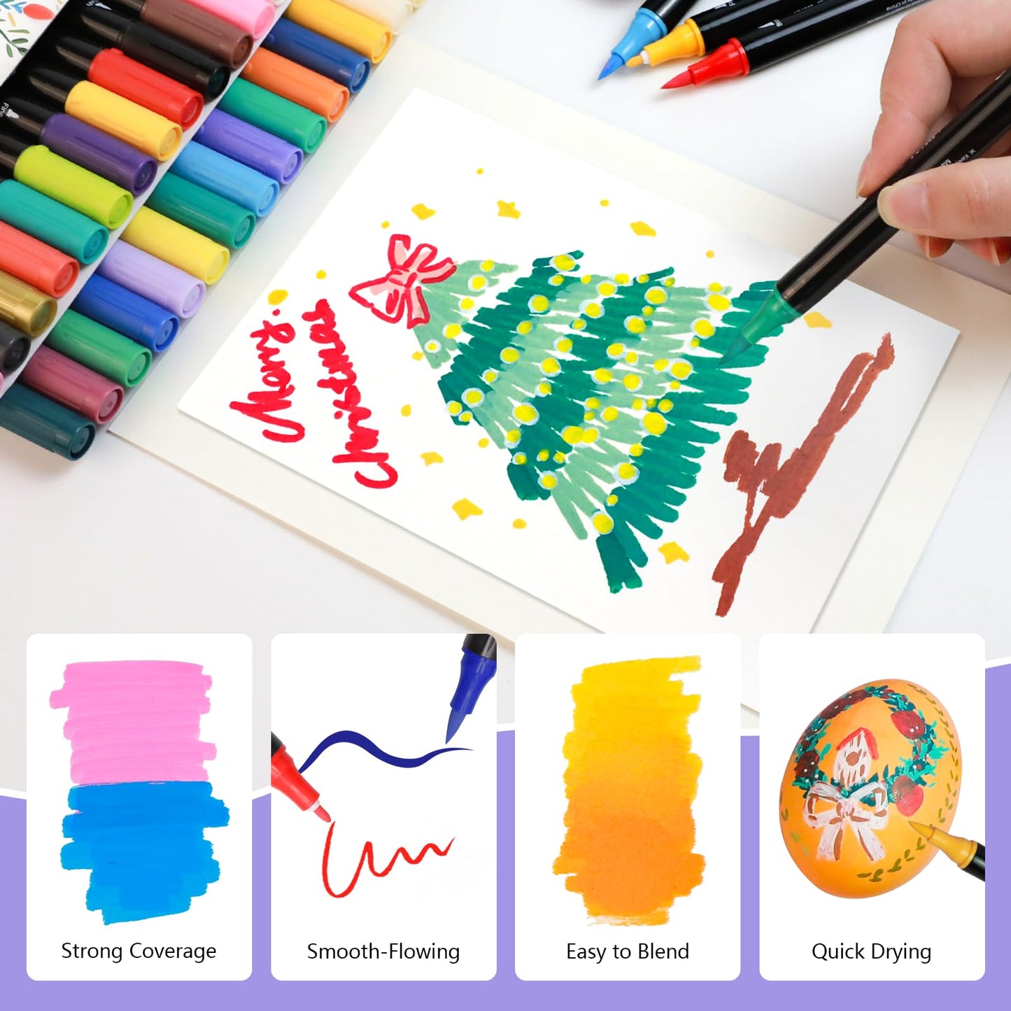 Artecho Acrylic Paint Pens 72 Colors, Dual Tip Acrylic Paint Markers with Brush Tip and Fine Tip for Rock Painting,Glass, Ceramic,leather,DIY Crafts DIY Crafts