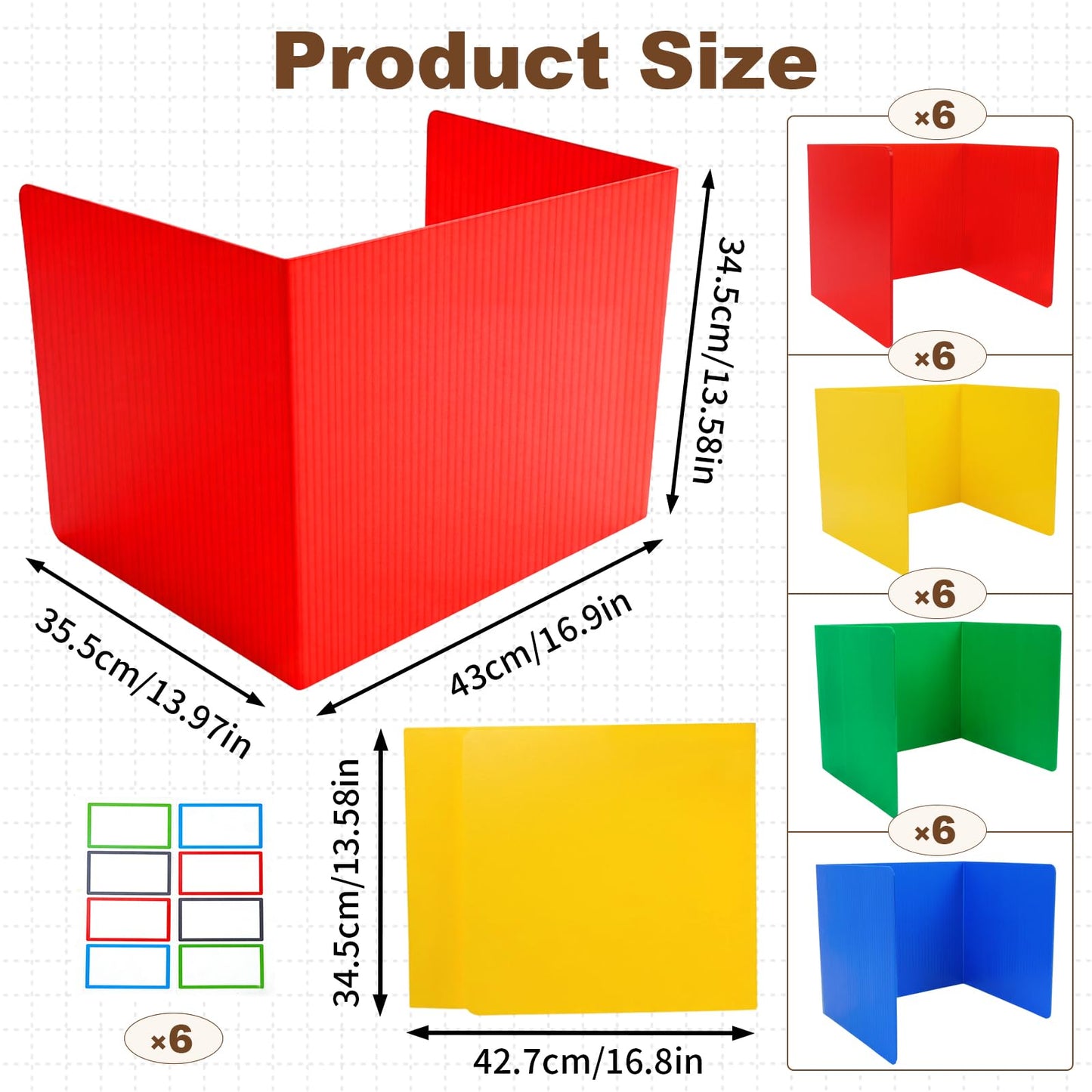 BBTEQEKN 24 Pack Student Desk Dividers, Durable and Waterproof Plastic Study Carrel Divider, Testing Dividers for Classroom, Easy-to-Clean Plastic Privacy Shield Boards for Student Desks