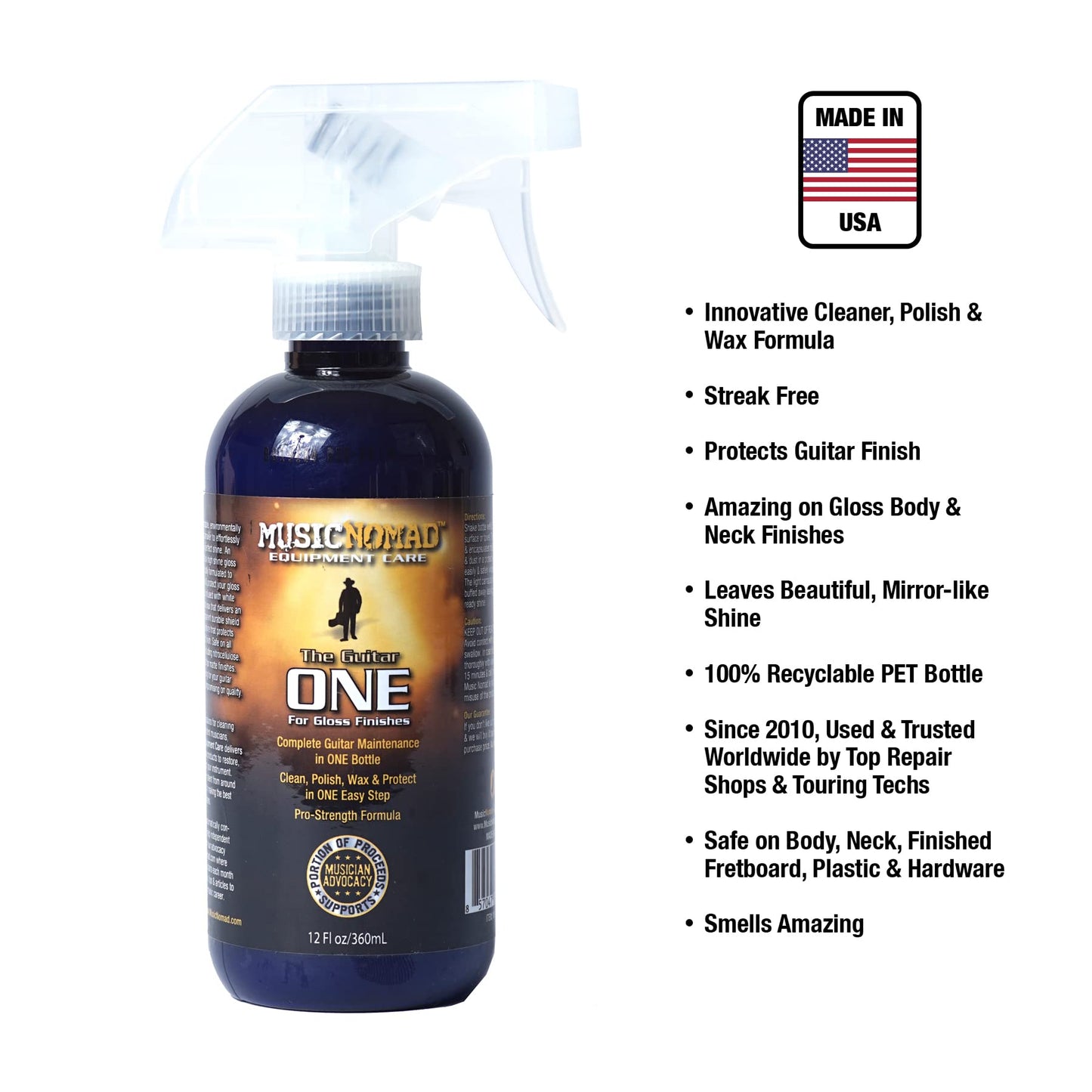MusicNomad The Guitar One 12 -OunceTech Size-All in 1 Cleaner, Polish and Wax