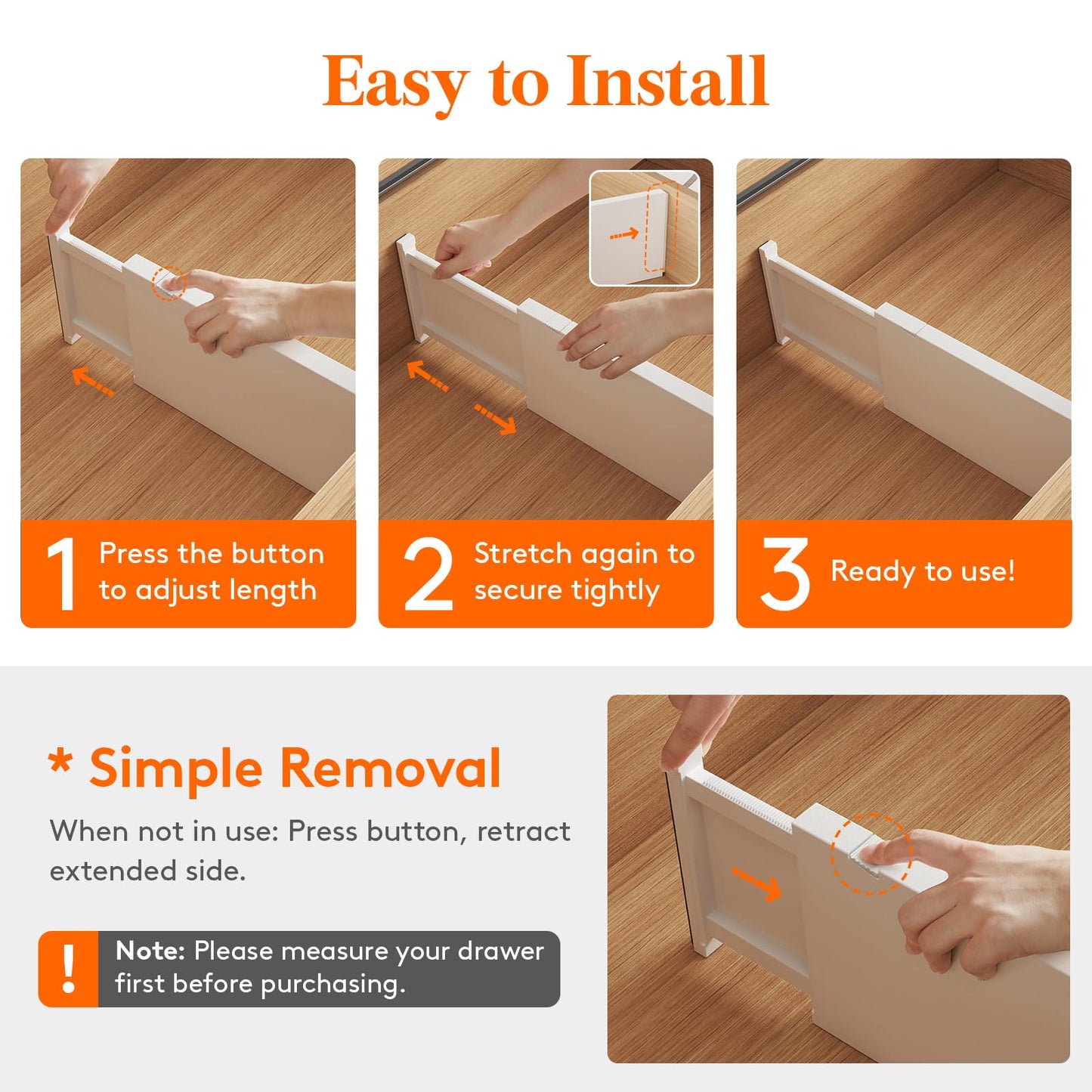 Lifewit 8 Pack Drawer Dividers Plastic 6" High, 13.5-22" Adjustable Drawer Organizers for Clothes, Expandable Dresser Separators in Bedroom/Bathroom/Kitchen/Fridge/Office Organization and Storage
